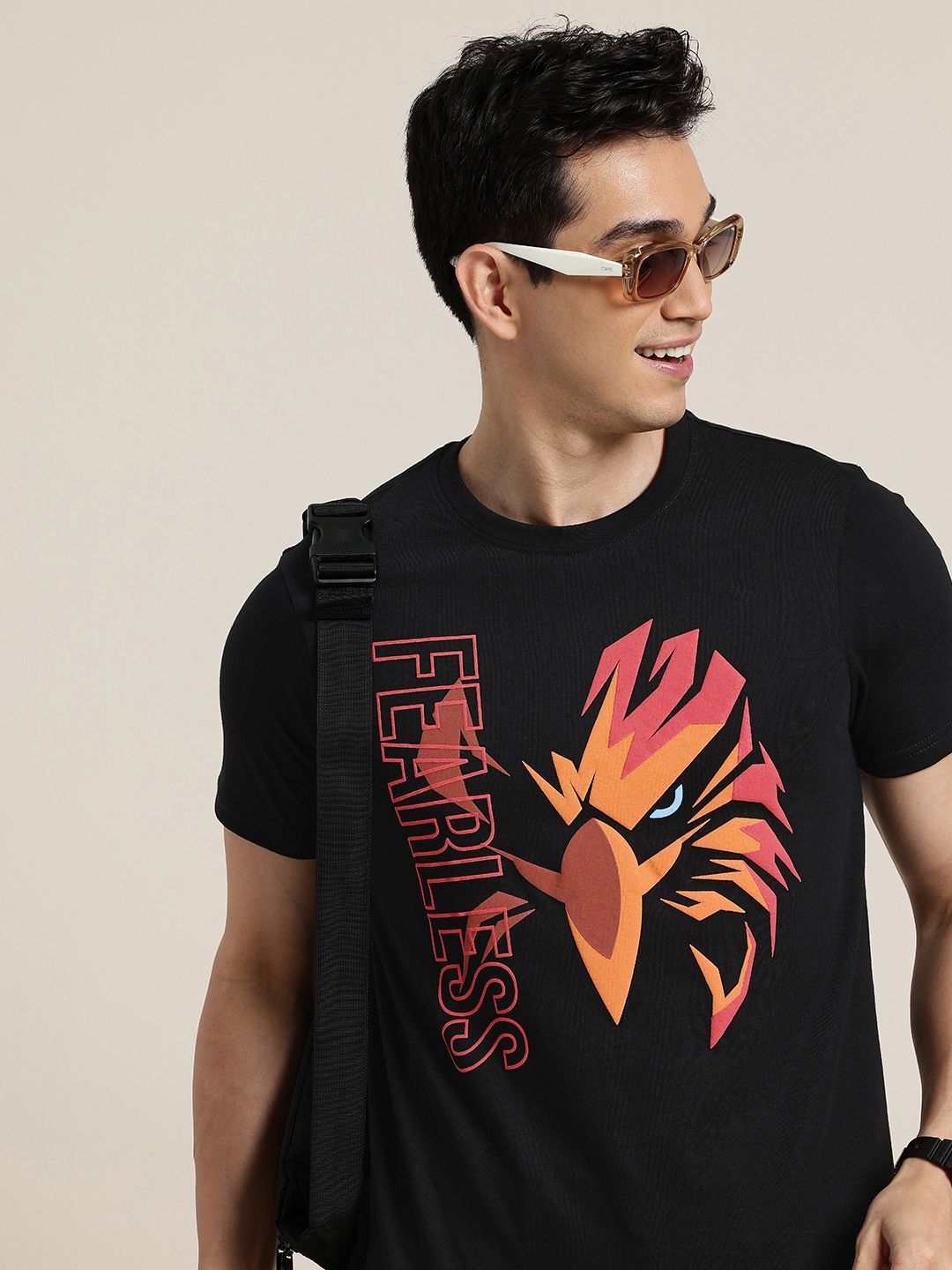 HERE&NOW Pure Cotton Graphic Printed T-Shirt