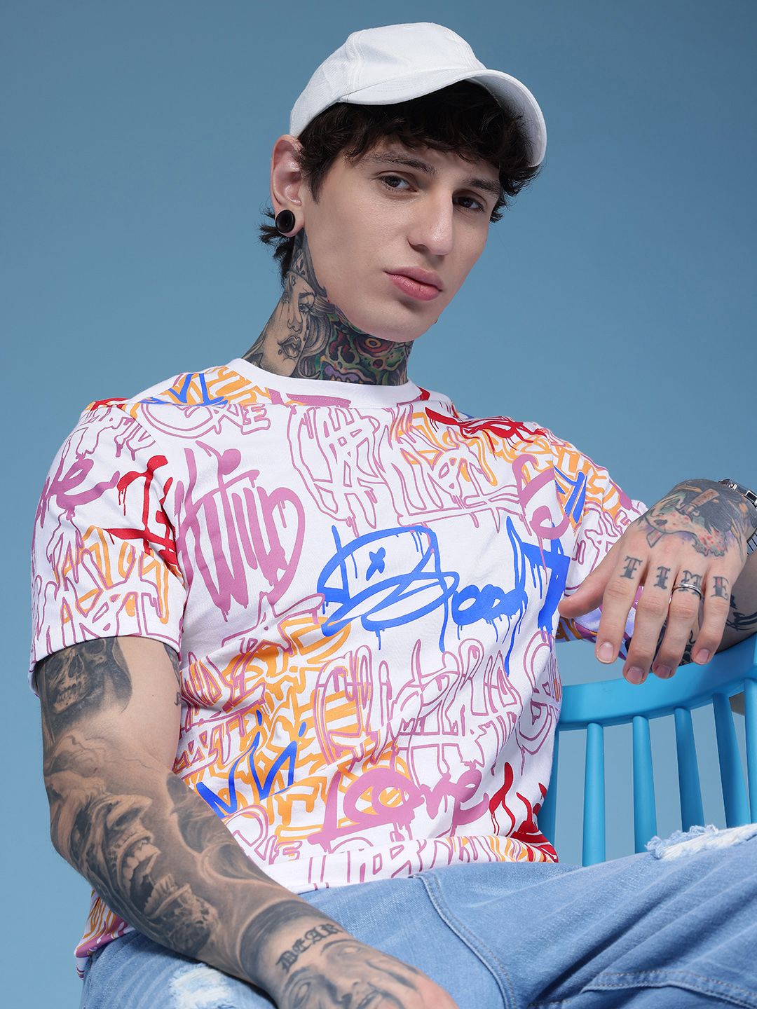 HERE&NOW Typography Printed Pure Cotton T-shirt