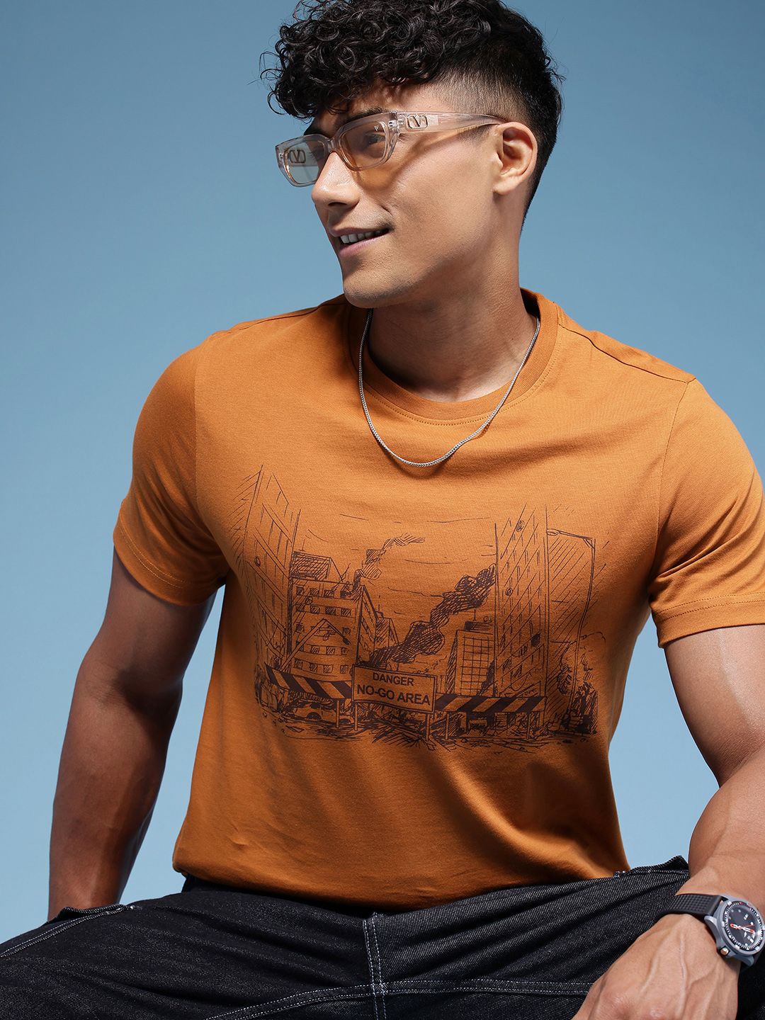 HERE&NOW Graphic Printed Pure Cotton T-shirt