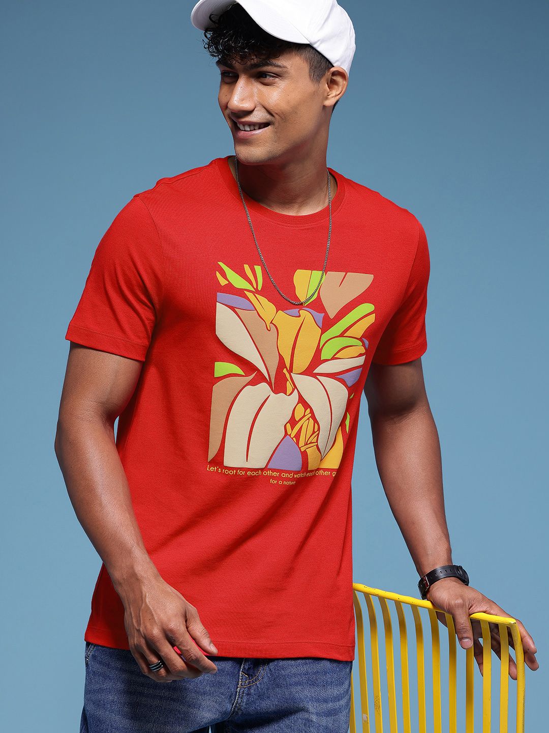 HERE&NOW Pure Cotton Graphic Printed T-shirt