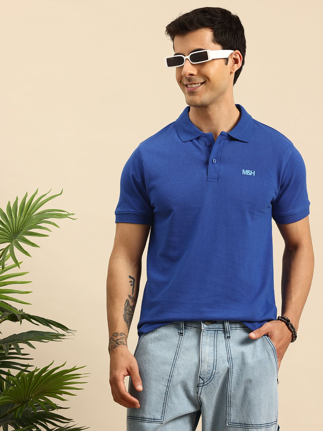 Mast & Harbour Polo Collar Cotton T-shirt