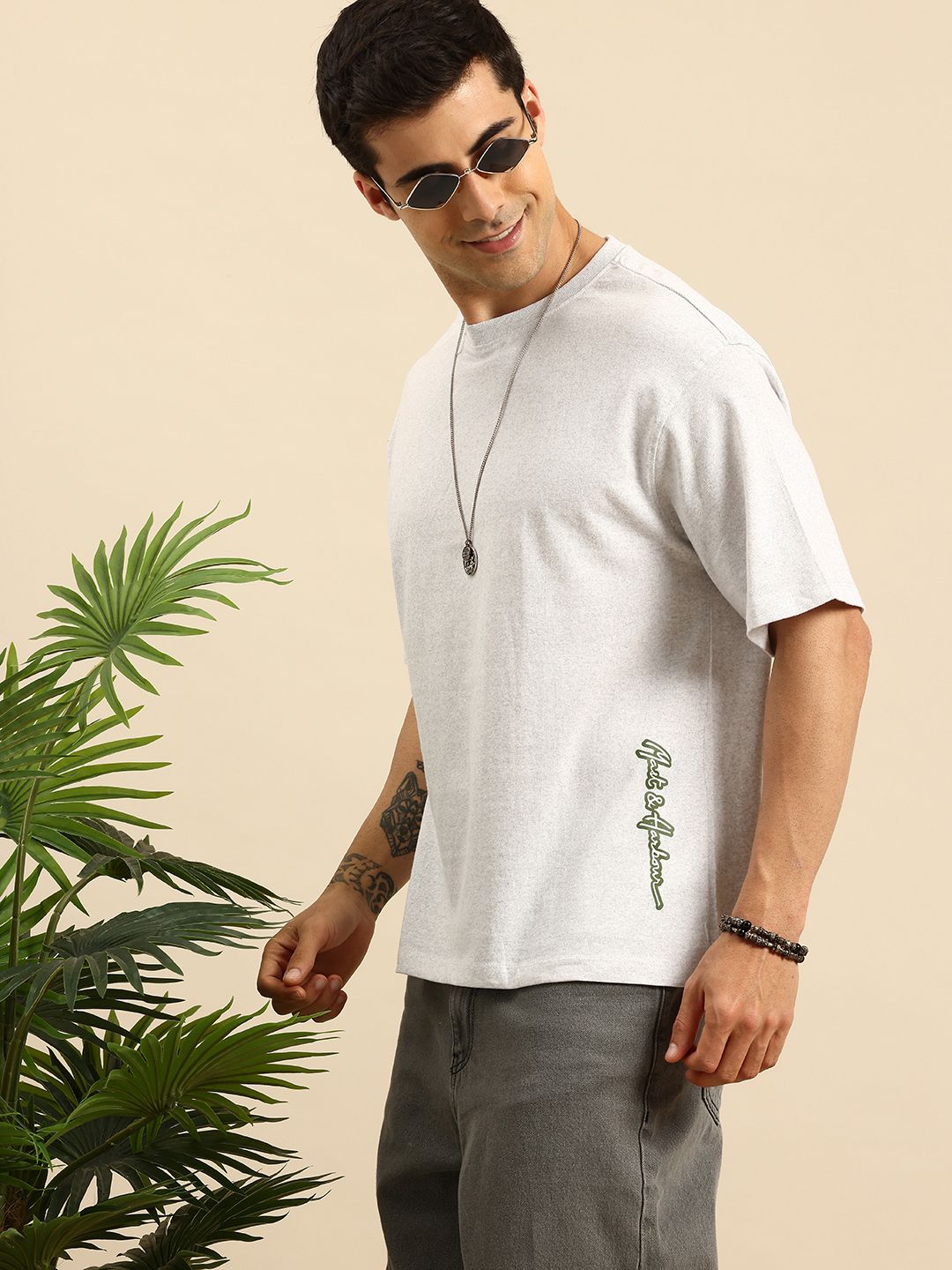 Mast & Harbour Drop-Shoulder Sleeves Oversized Fit Knitted T-shirt