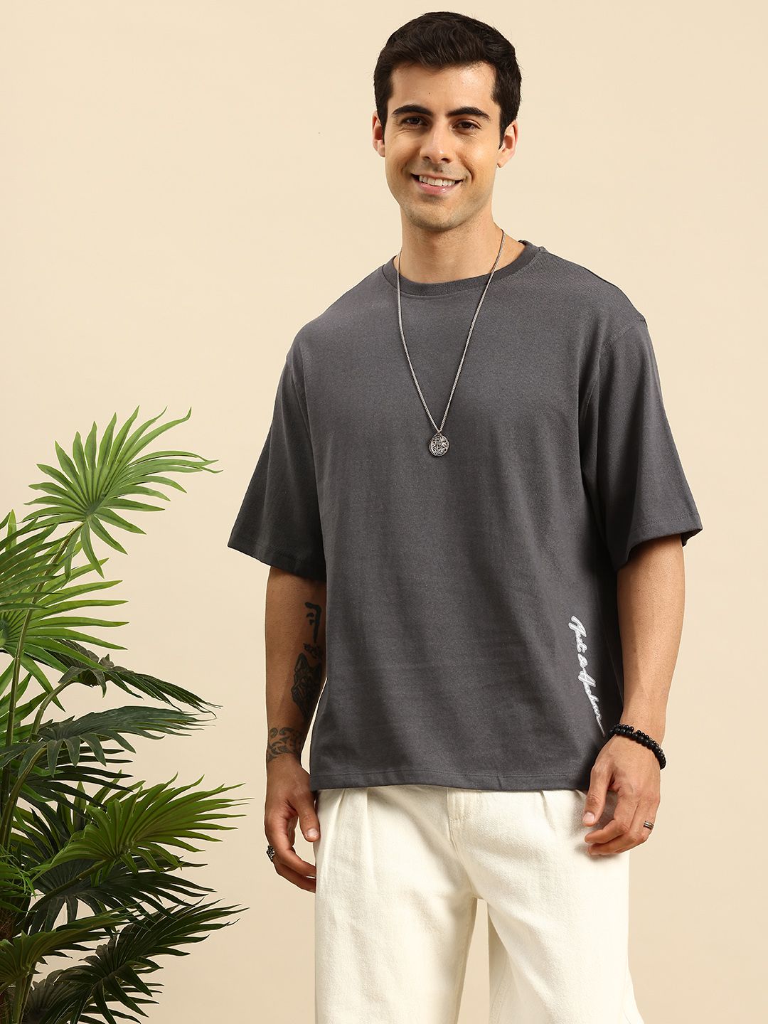 Mast & Harbour Drop-Shoulder Sleeves Oversized Fit T-shirt