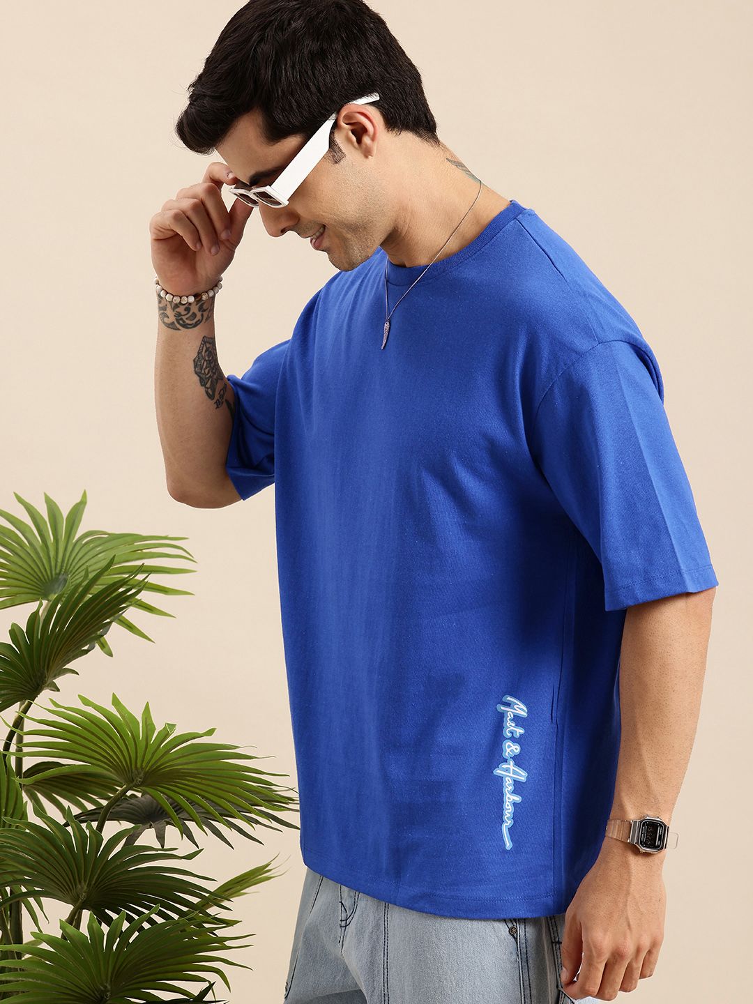 Mast & Harbour Oversized Fit Round Neck T-shirt