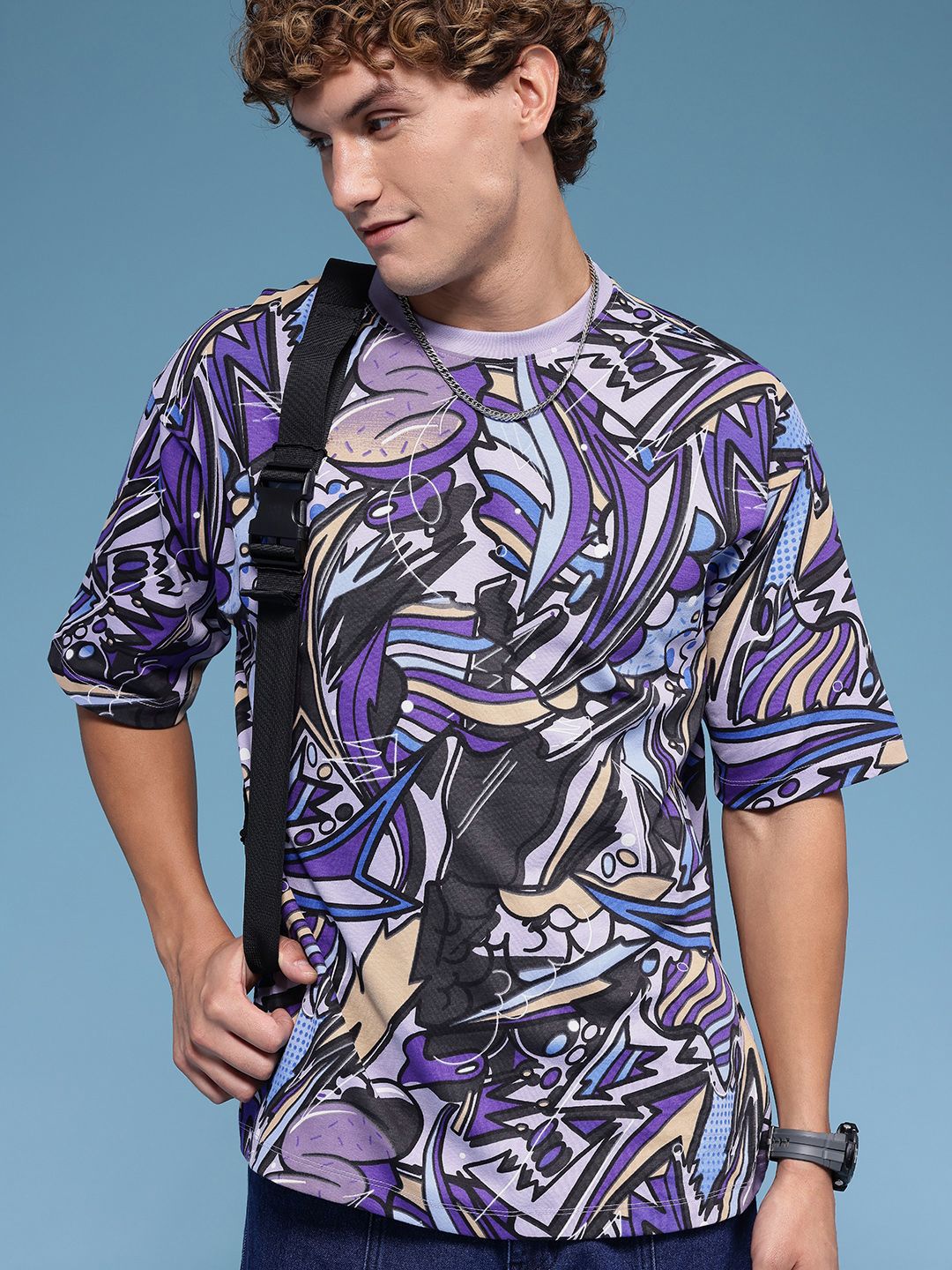 HERE&NOW Graphic Printed Pure Cotton Relaxed Fit T-shirt