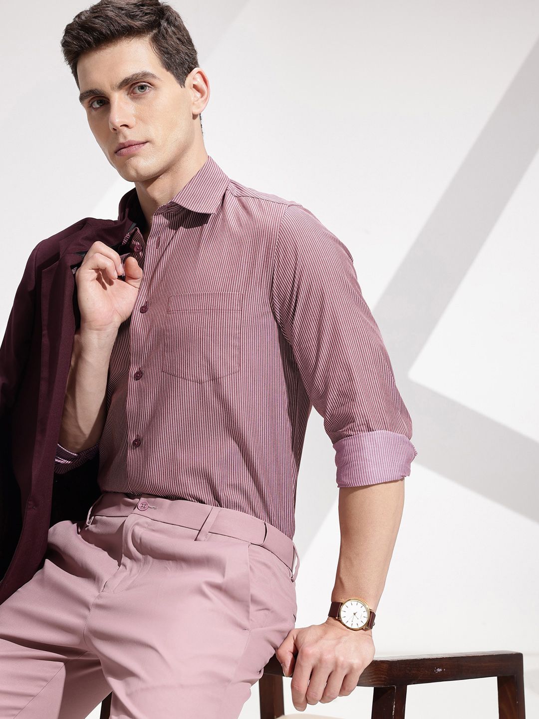 INVICTUS Pure Cotton Urban Slim Fit Striped Formal Shirt