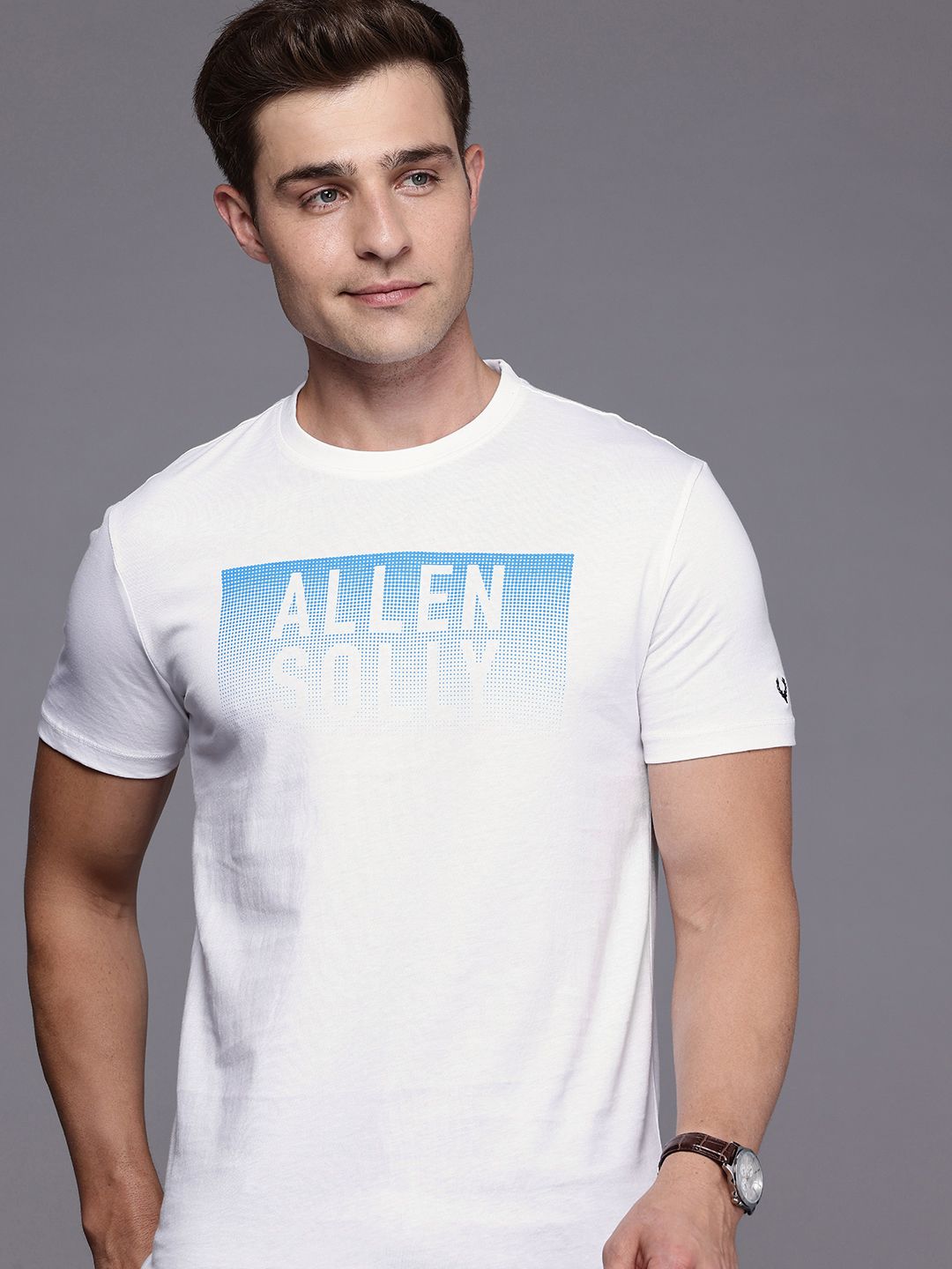 Allen Solly Brand Logo Printed Pure Cotton Slim Fit T-shirt
