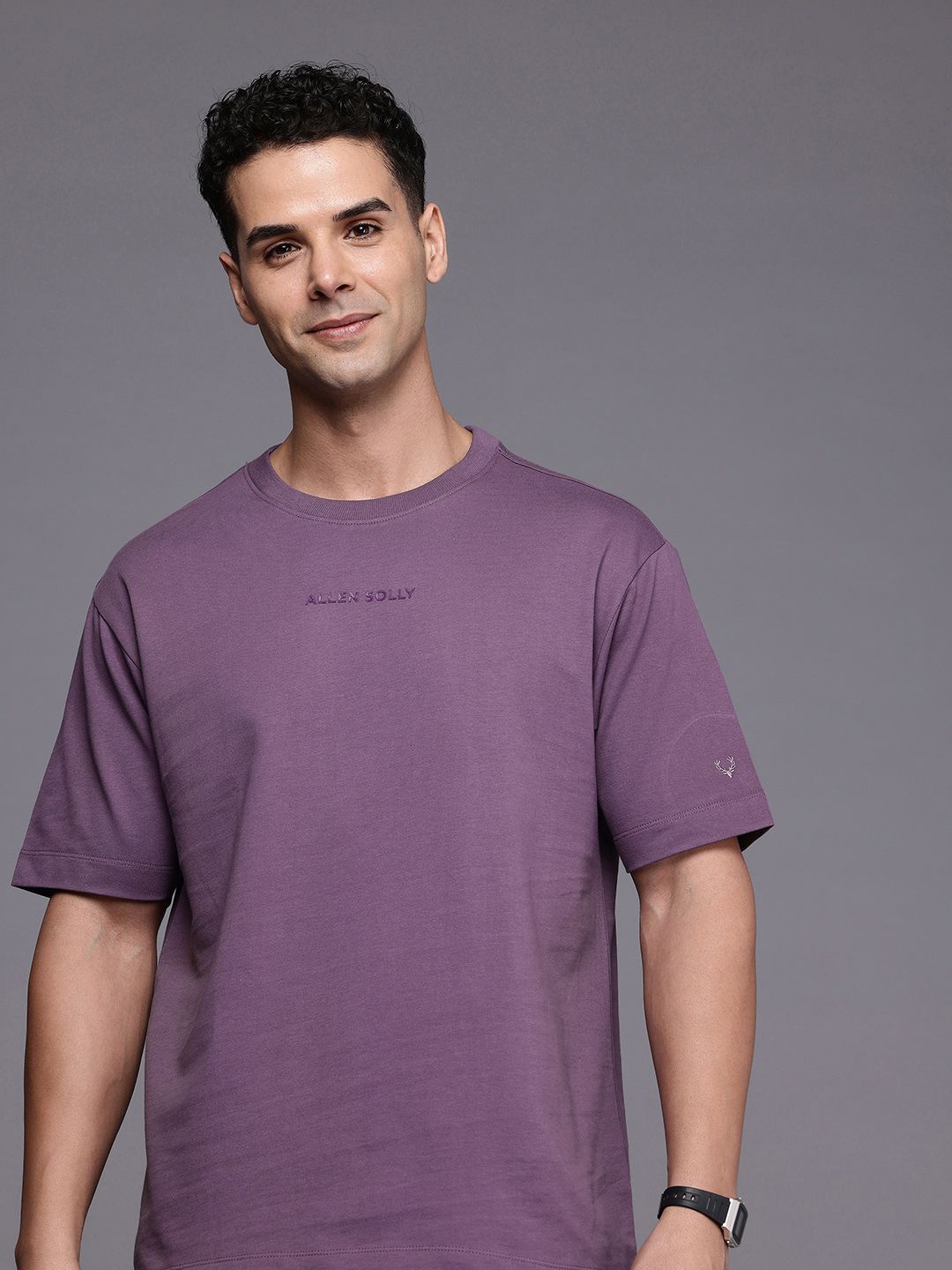 Pure Cotton Relaxed T-shirt Allen Solly Pure Cotton Brand Logo Printed Relaxed Fit T-shirt