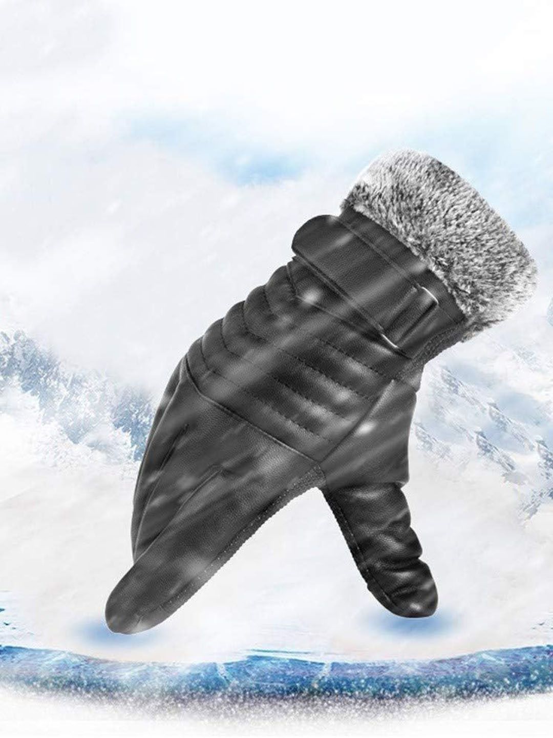 Alexvyan Men Patterned Snow & Wind Proof Riding Thermal Warm Winter Touch Screen Gloves