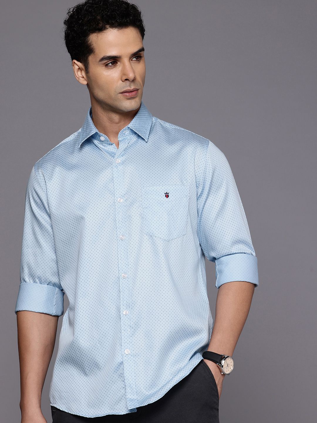 Louis Philippe Sport Louis Philippe Sport Slim Fit Micro Ditsy Printed Pure Cotton Casual Shirt