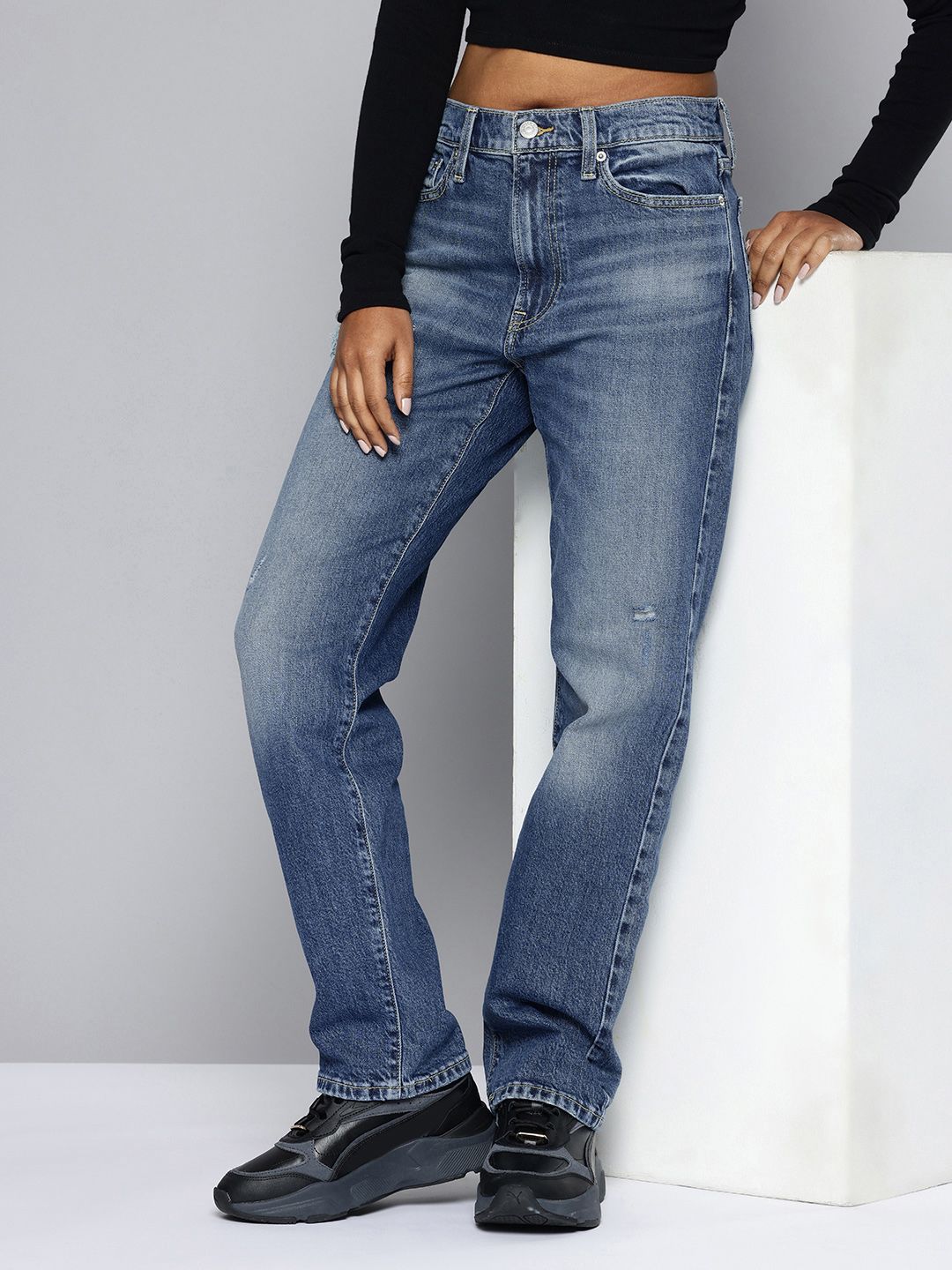 Levis Levis Women's Blue Wedgie Straight Fit High Rise Jeans