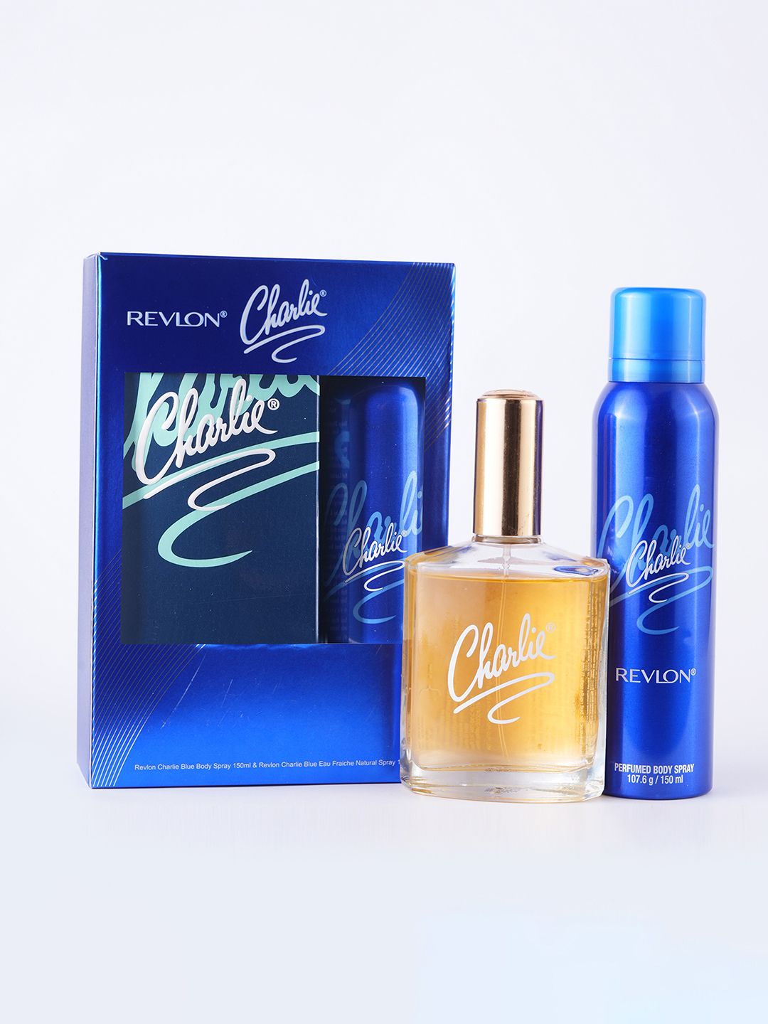 Revlon Set of 2 Charlie Blue Body Deo Spray - 150ml & Natural Perfume Spray - 100ml