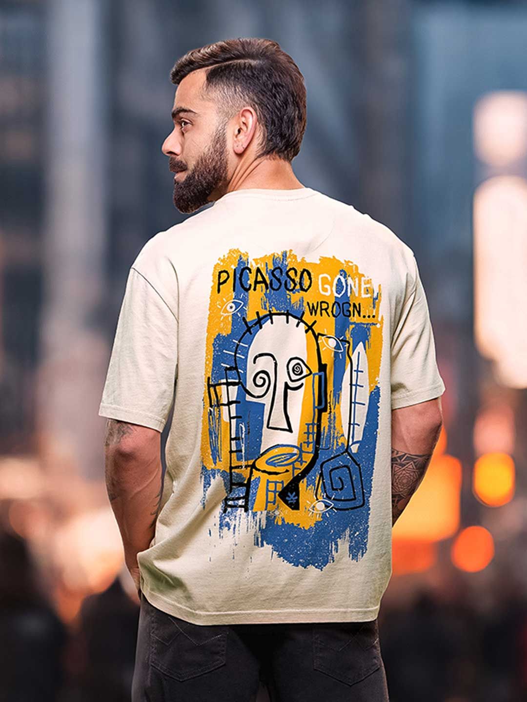 WROGN Men Graphic Printed Round Neck Cotton Relaxed Fit T-shirt