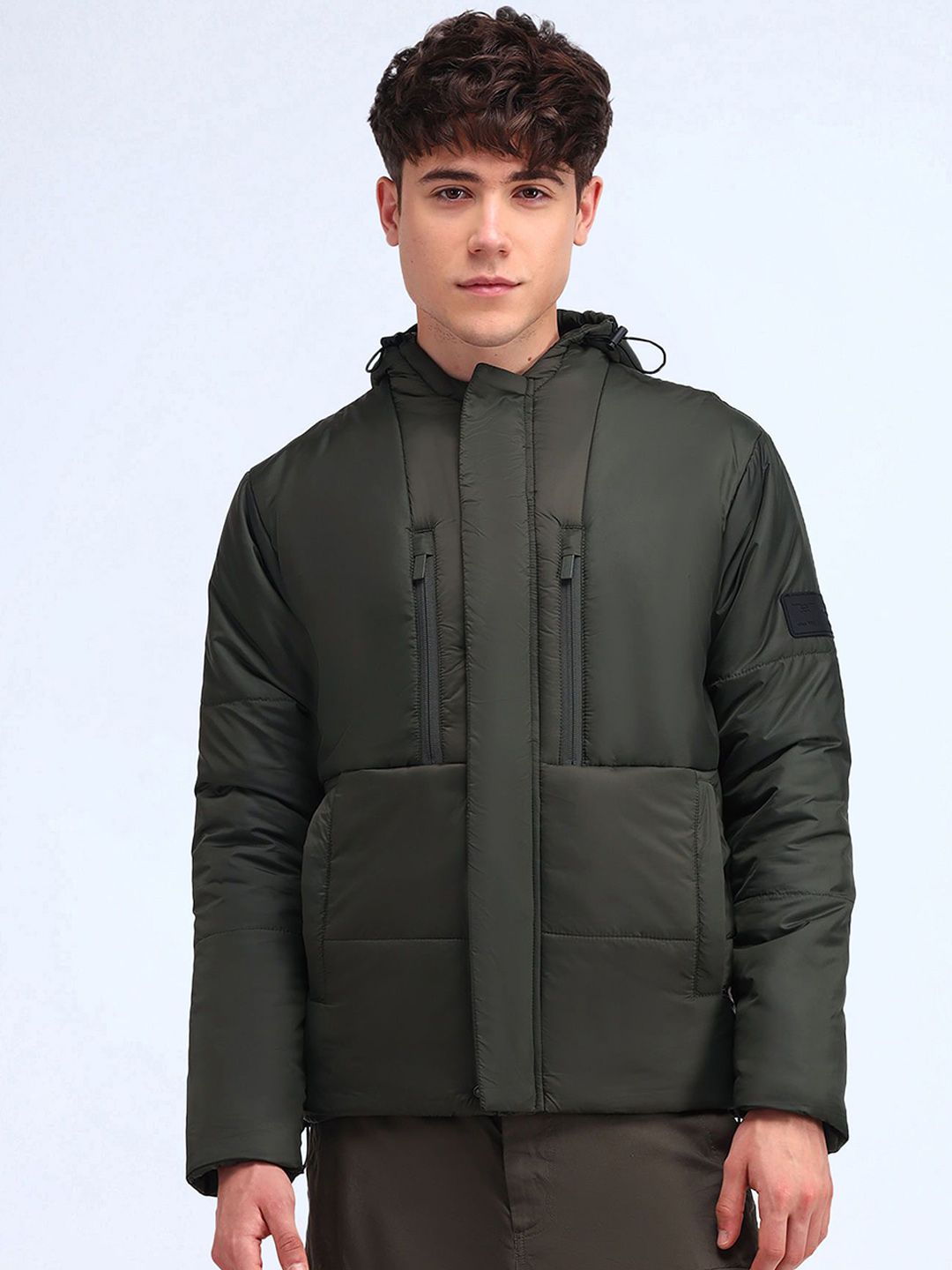 Flying Machine Men Hooded Solid Casual Padded Jacket