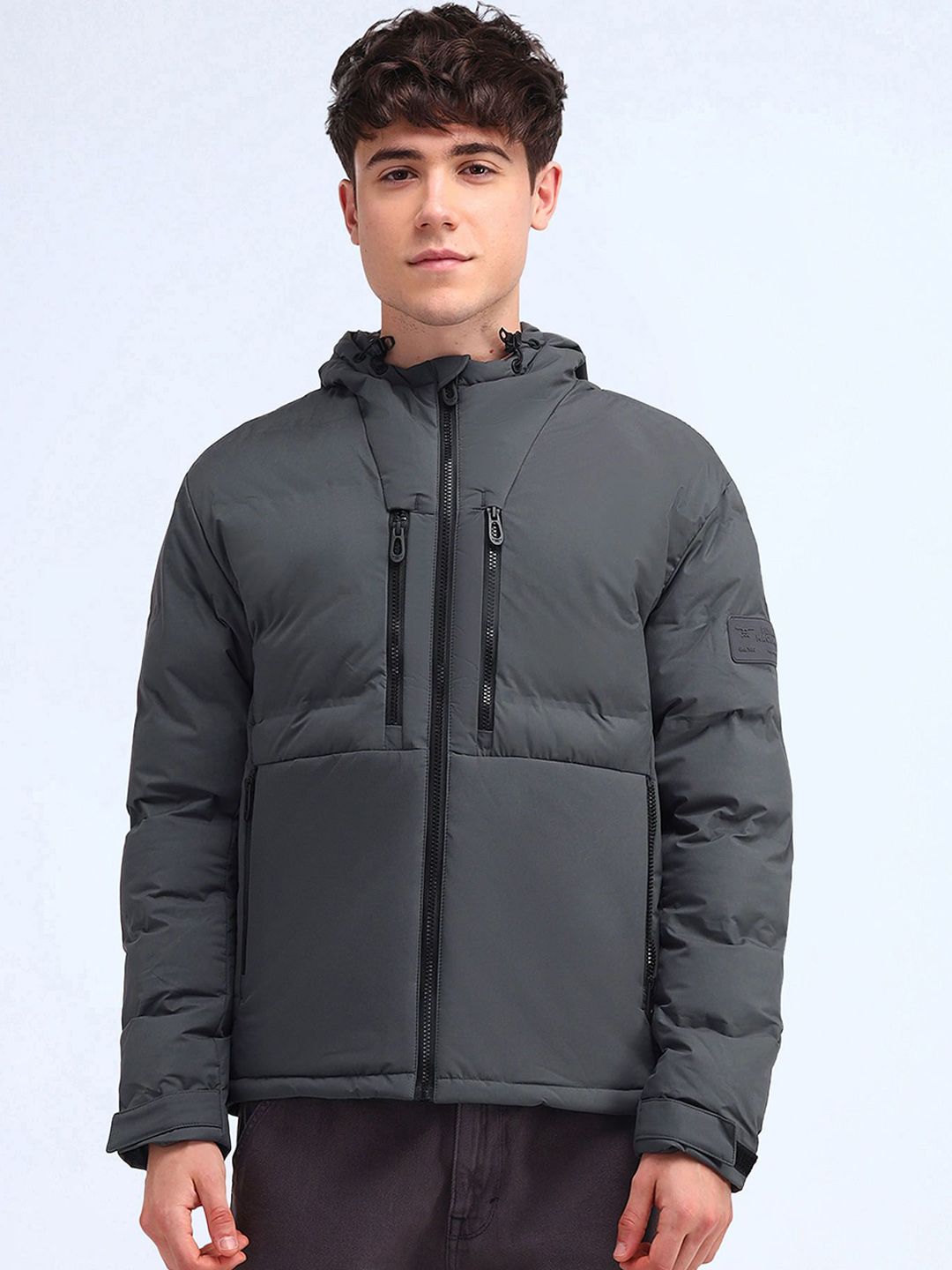 Flying Machine Men Hooded Solid Casual Padded Jacket