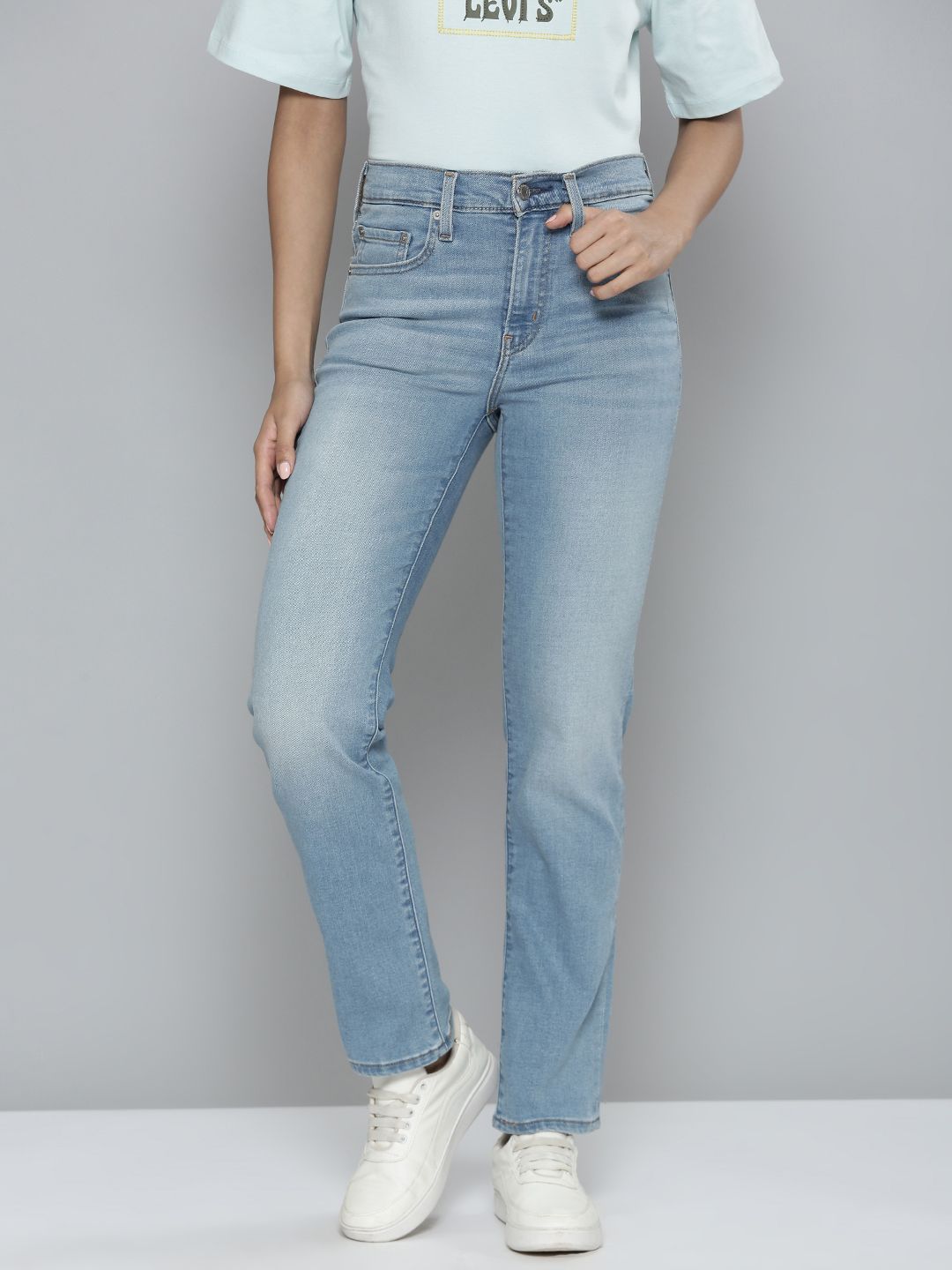 724 Blue Slim Straight Fit High Rise Jeans
