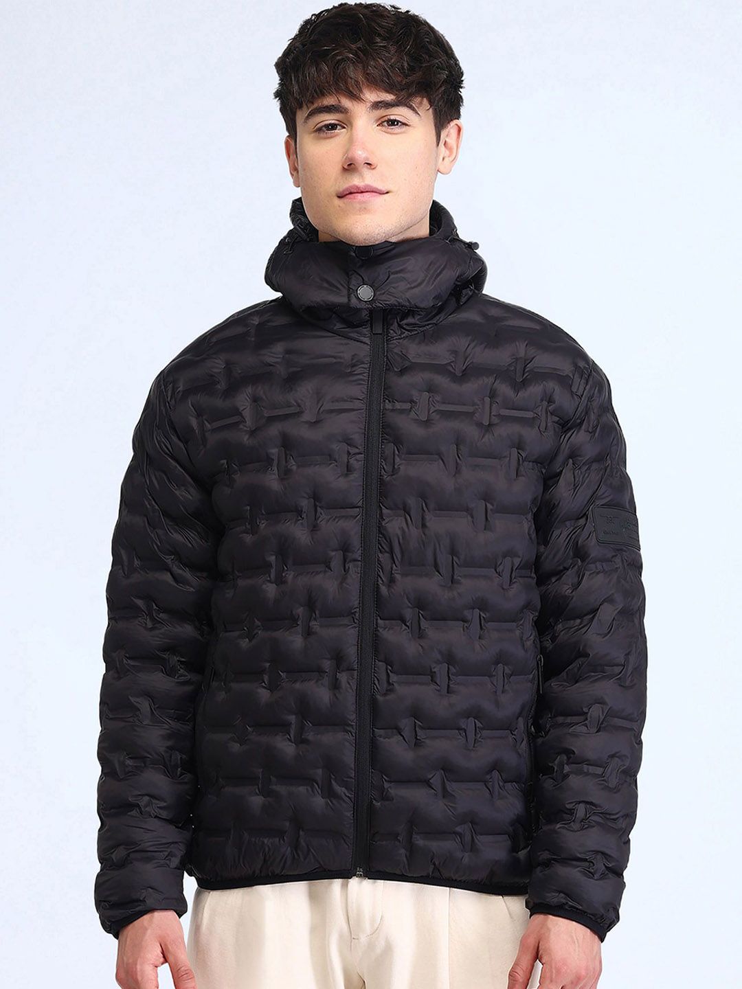 Flying Machine Men Hooded Solid Casual Puffer Jacket