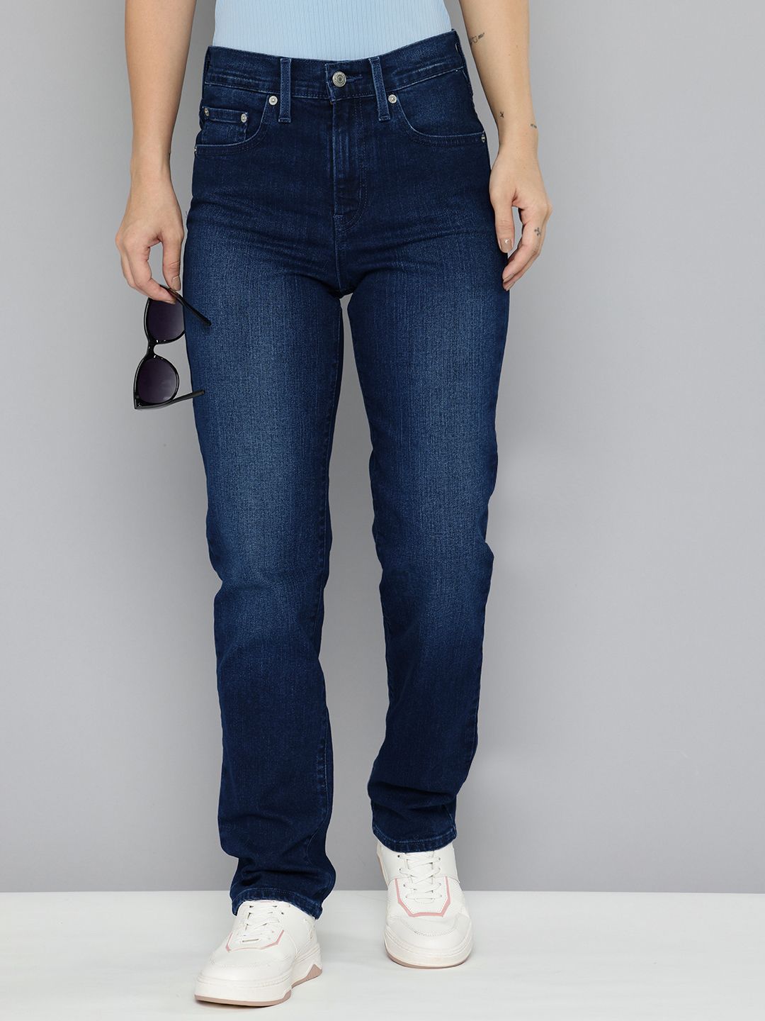 Levis Levis Women's 724 Dark Blue Slim Straight Fit High Rise Jeans