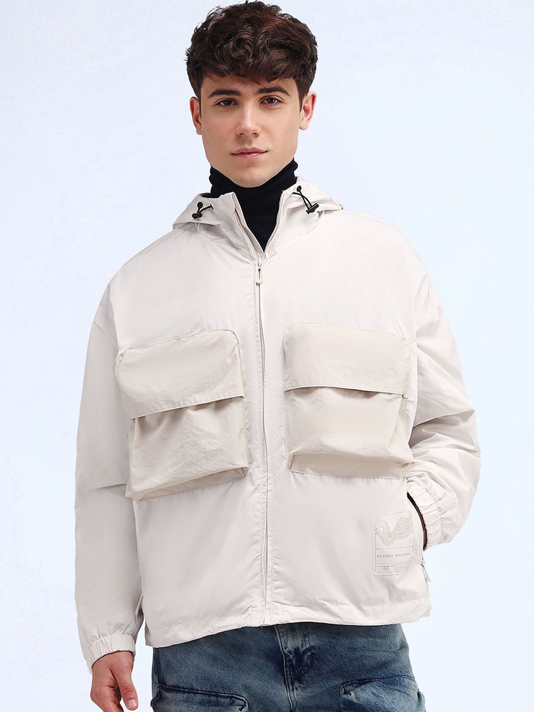 Flying Machine Men Hooded Solid Casual Tailored Jacket