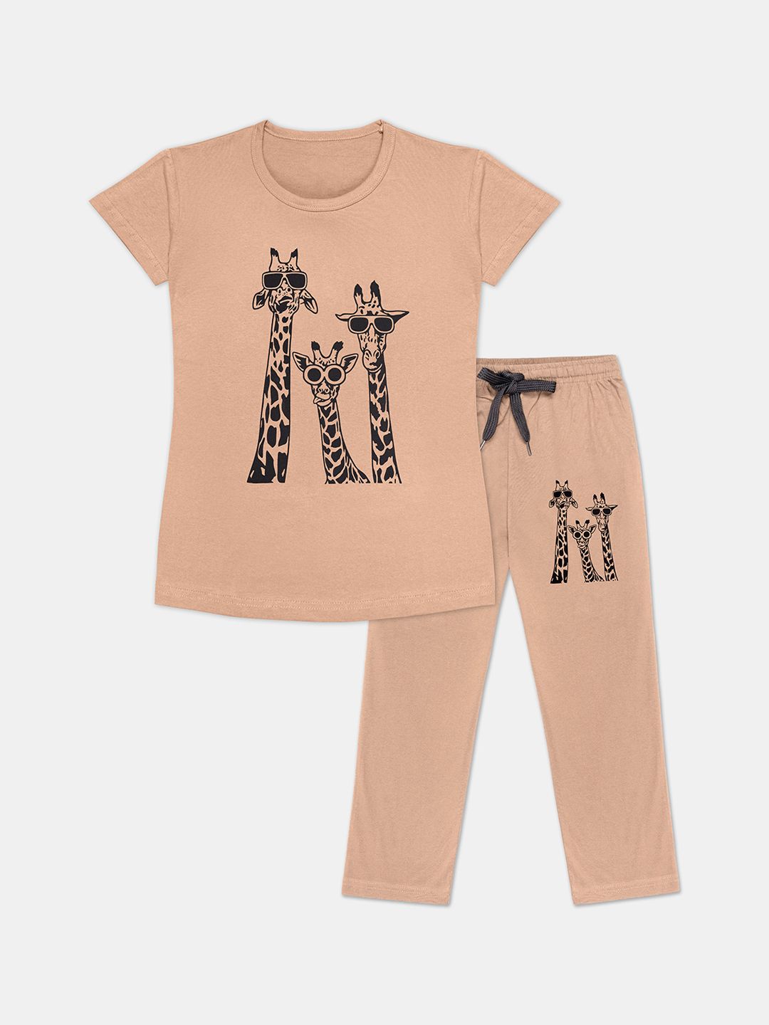 Tee Weavers Girls Pure Cotton Printed Round Neck Night Suit