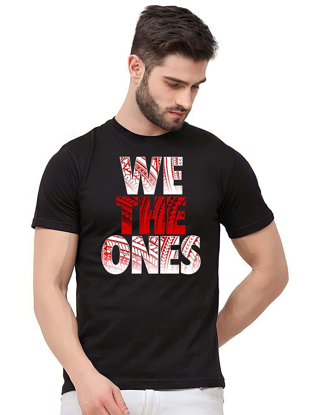 KAIDO Men Typography Printed Round Neck Cotton T-shirt