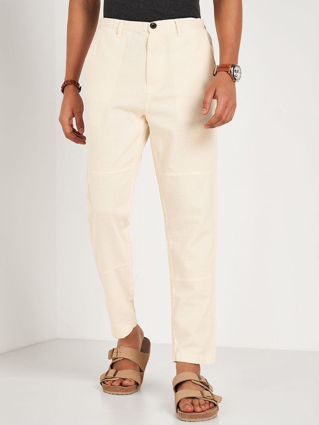 7 Alt by Pantaloons Men Slim Fit Mid-Rise Cotton Chinos Trousers