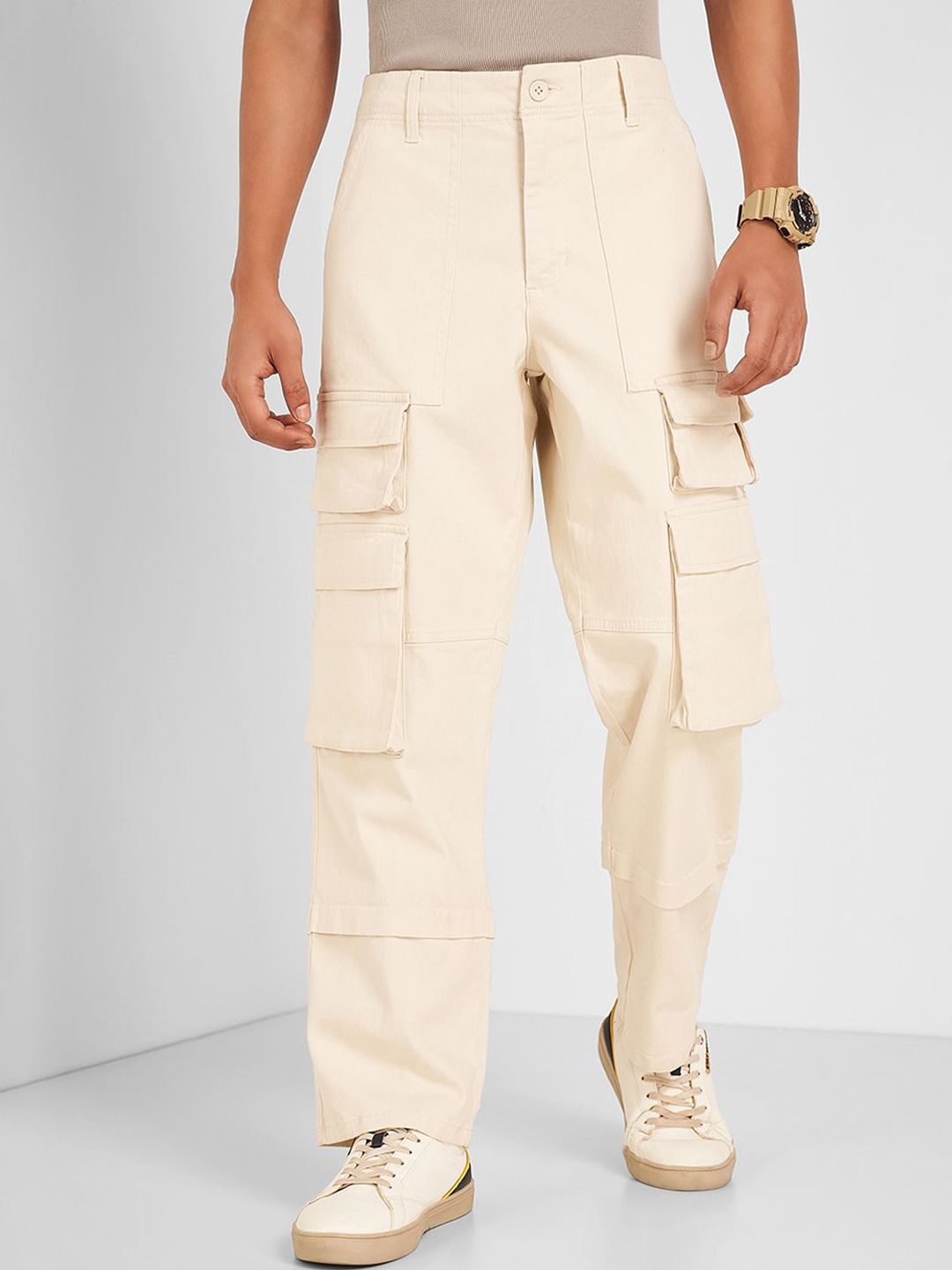7 Alt by Pantaloons Men Loose Fit Cotton Cargos