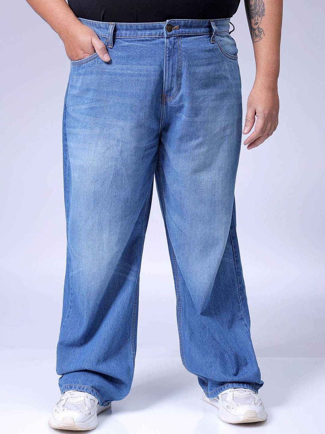 Buy HARDSODA Men Plus Size Mid-Rise Baggy Fit Pure Cotton Jeans