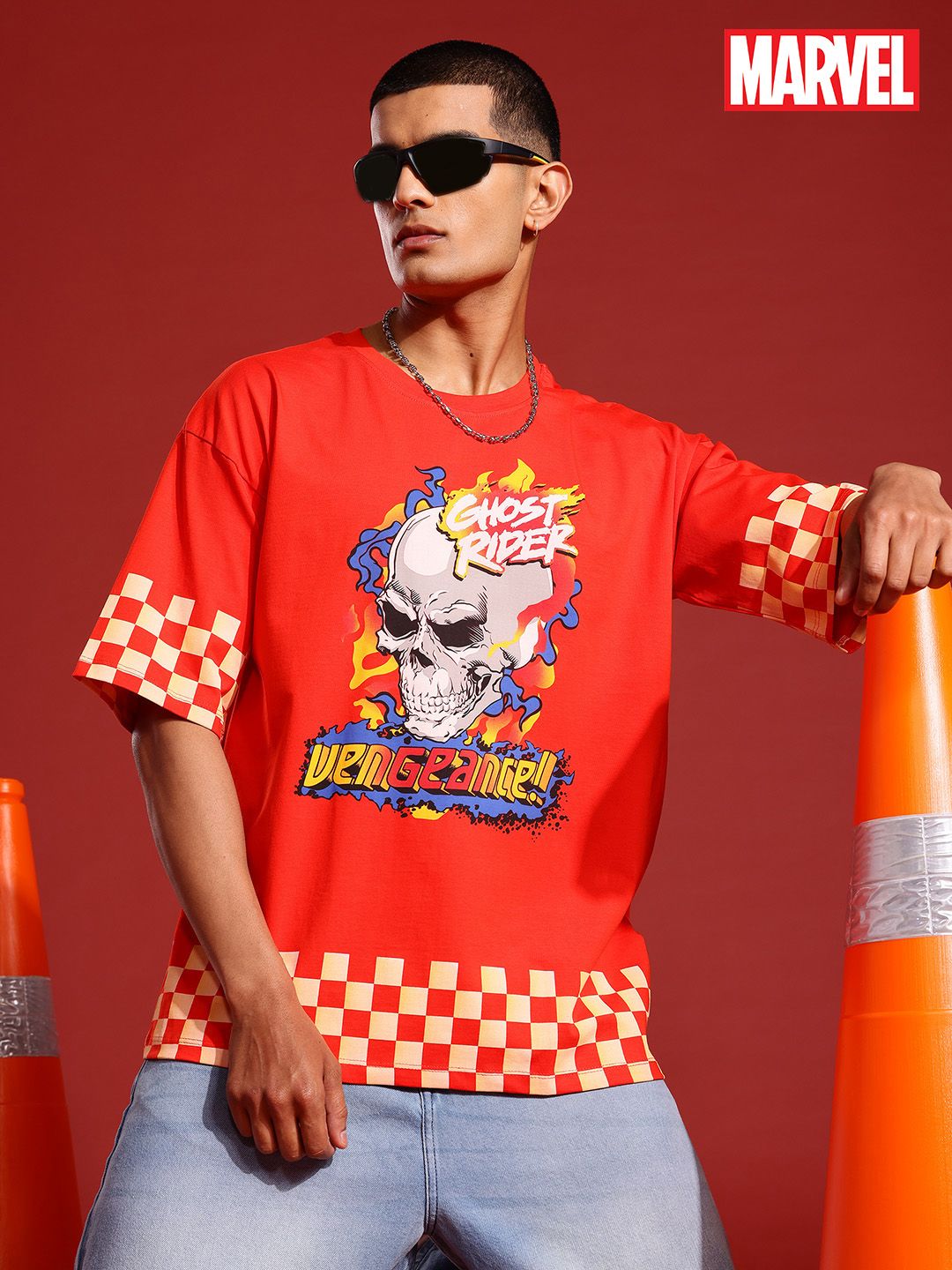 MARVEL STREET Men Printed Pure Cotton Relaxed Fit T-shirt