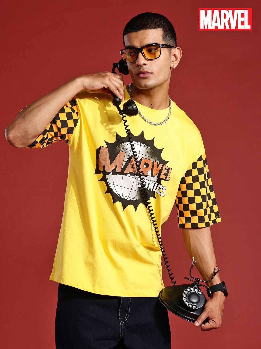MARVEL STREET Printed Drop-Shoulder Sleeves Pure Cotton Oversized T-shirt