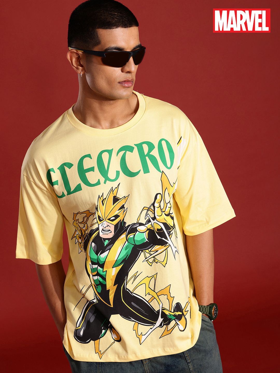MARVEL STREET Men Printed Pure Cotton Relaxed Fit T-shirt