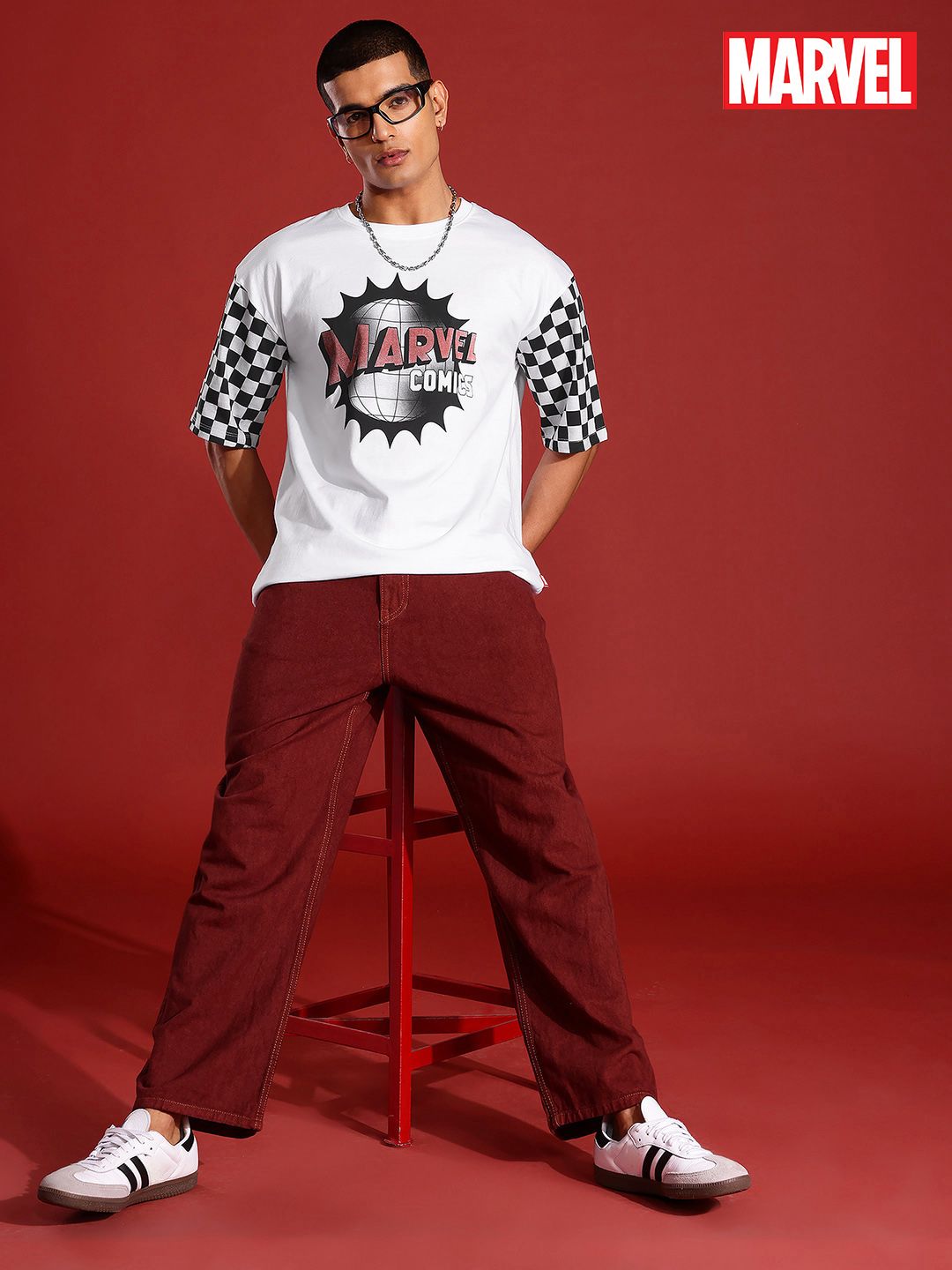 MARVEL STREET Men Typography Printed Pure Cotton Relaxed Fit T-shirt