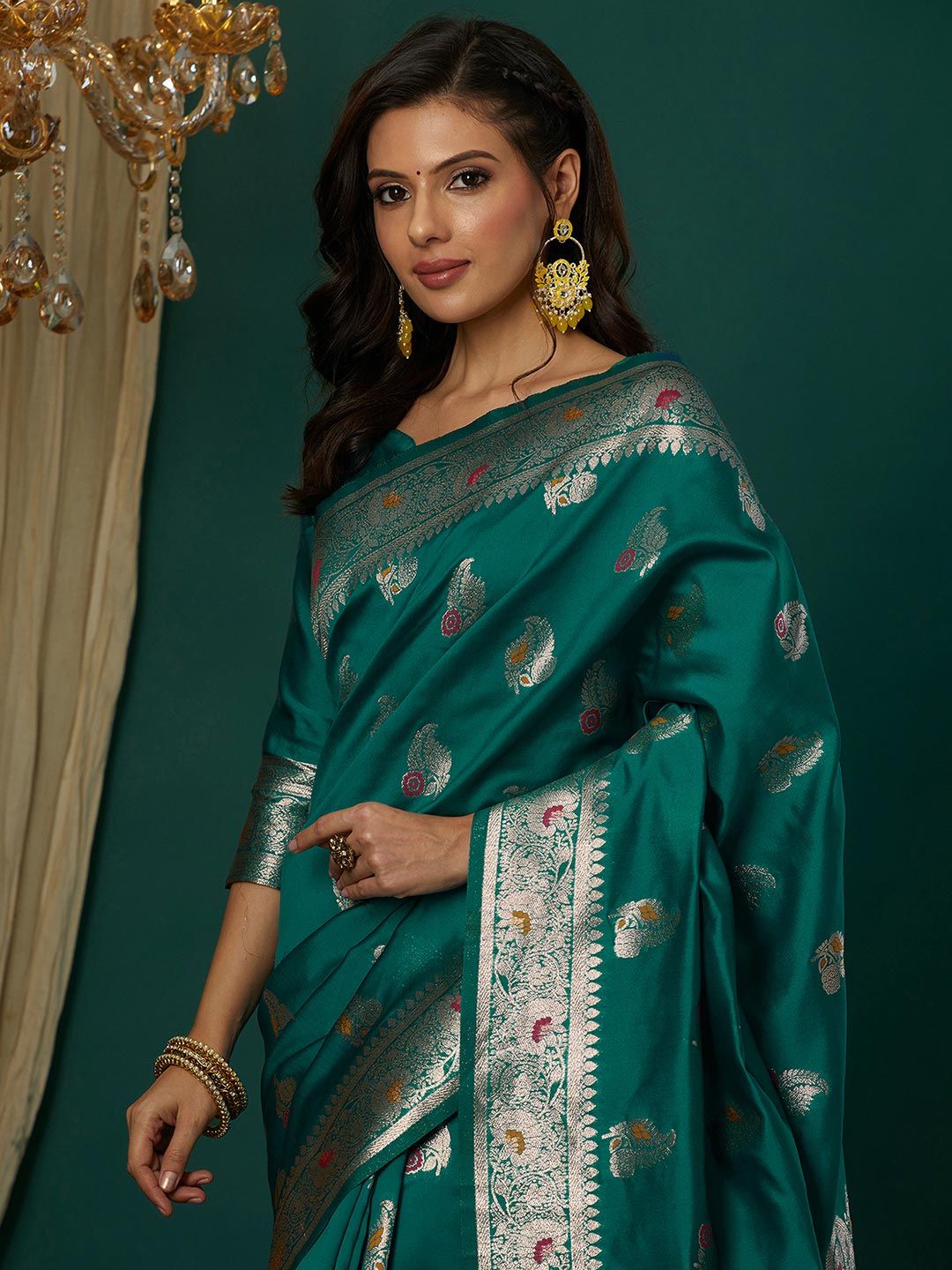 Satrani Woven Design Zari Banarasi Saree