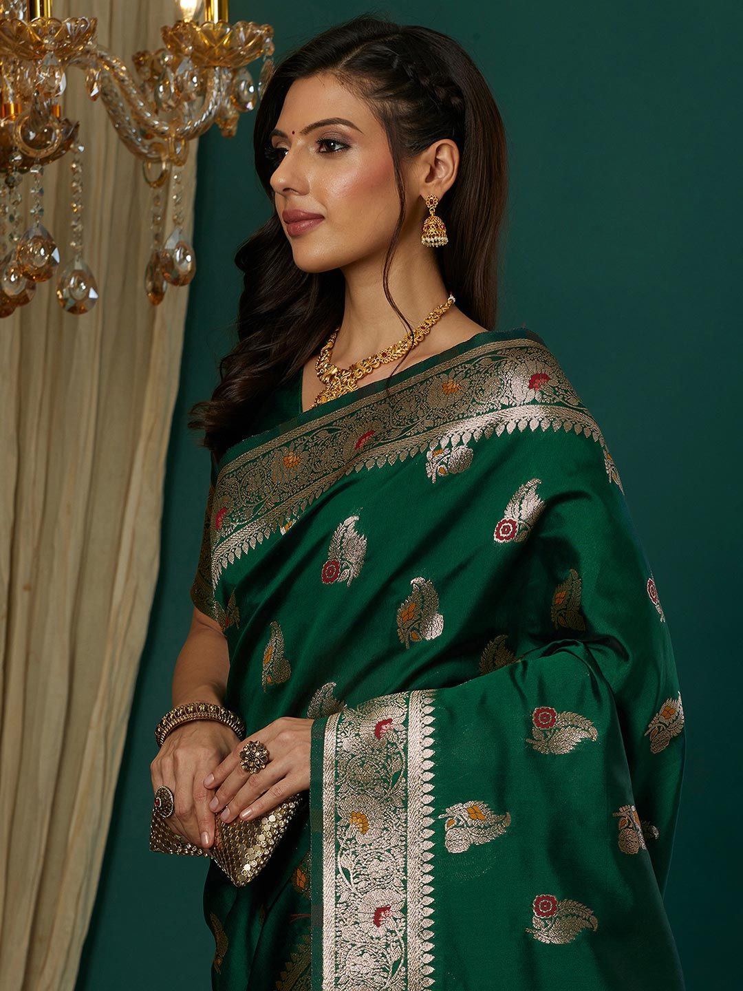Satrani Woven Design Zardozi Banarasi Saree