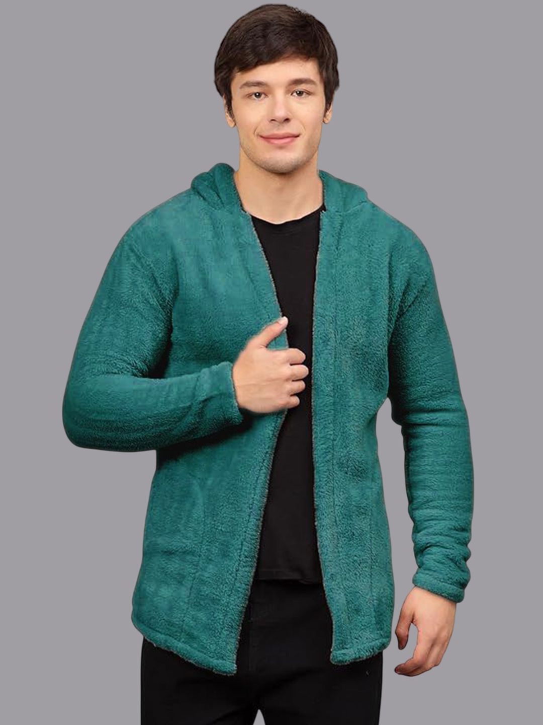 Ben Martin Men Hooded Solid Fleece Casual Lightweight Bomber Jacket