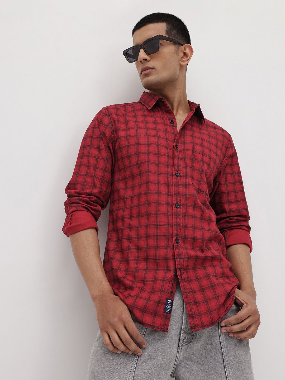 The Roadster Life Co. Pure Cotton Checked Casual Shirt