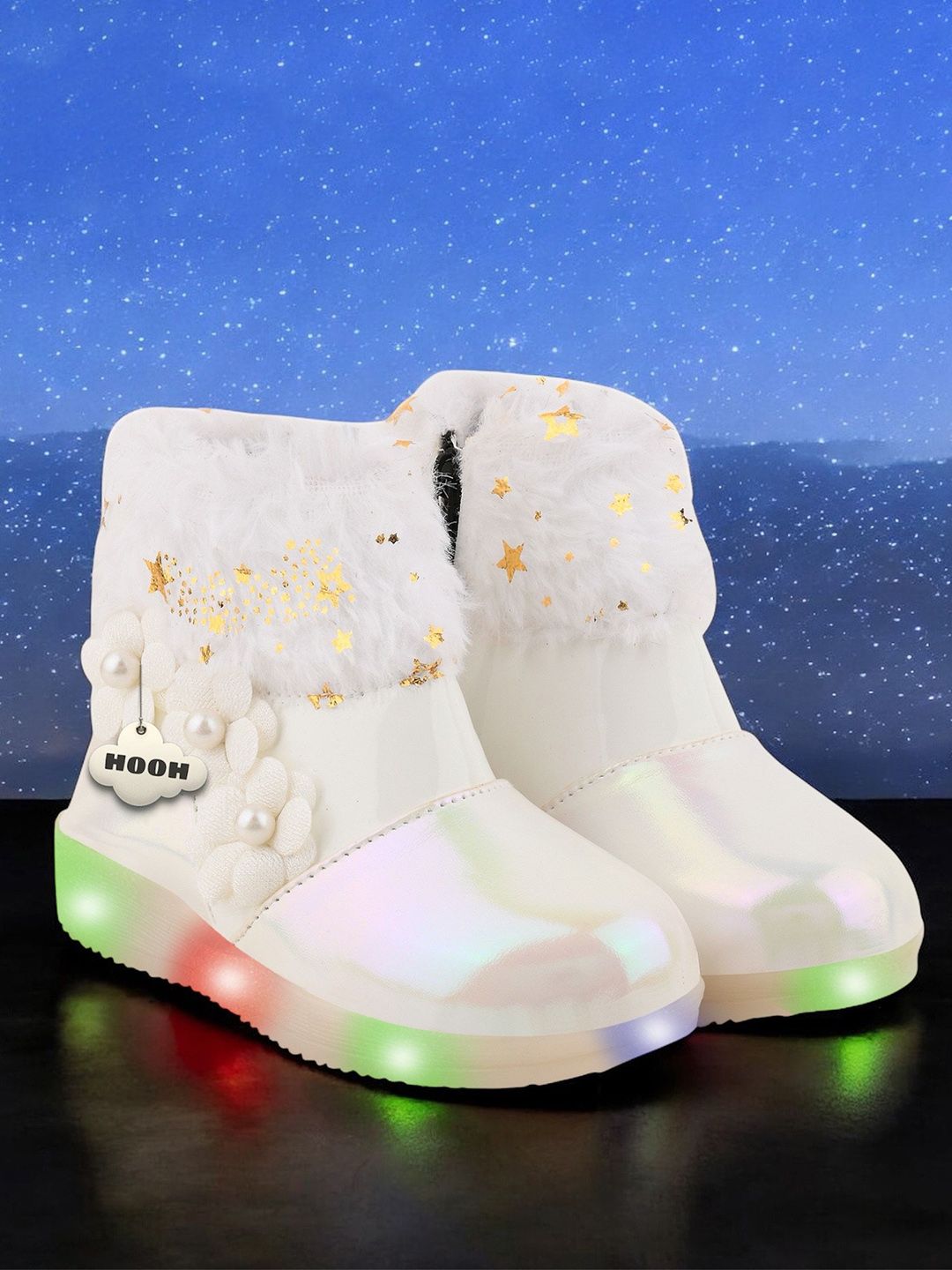 HOOH Now Comfort in Fashion Kids Colourblocked LED Lightweight Slip-On Sneakers