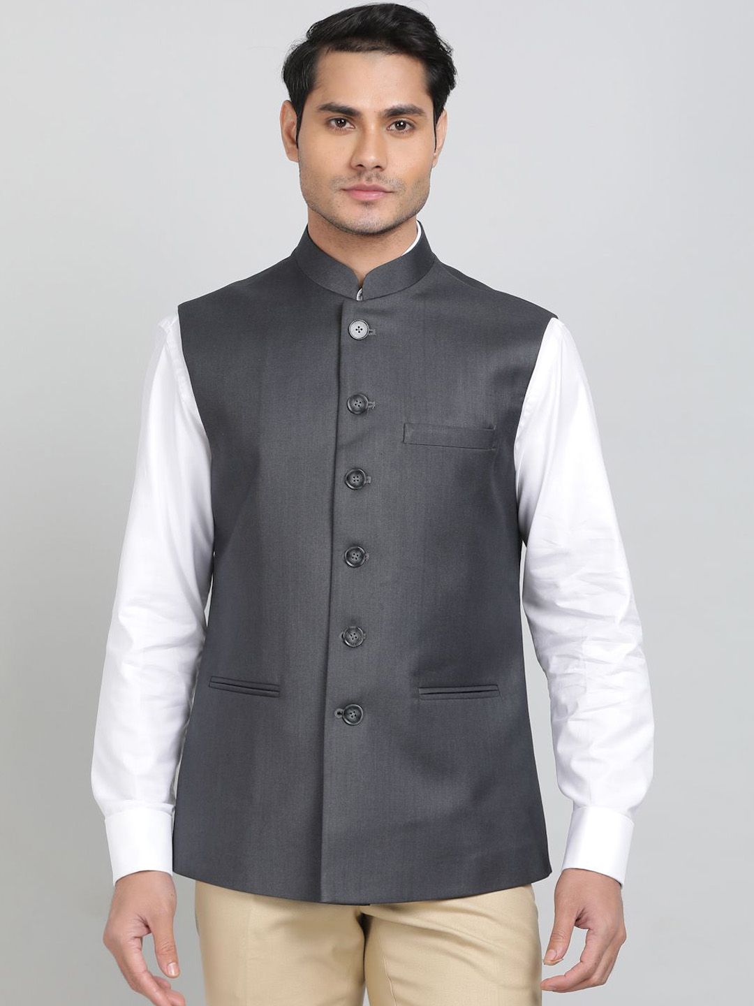 Greenfibre Men Solid Nehru Jacket