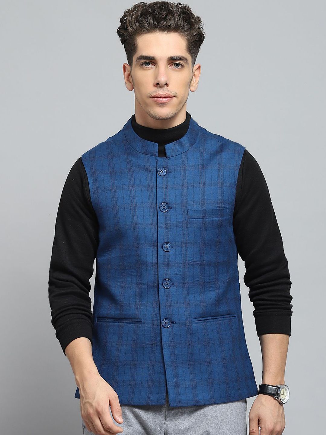 Monte Carlo Men checked Woollen Sleeveless Lightweight Outdoor Tailored Jacket
