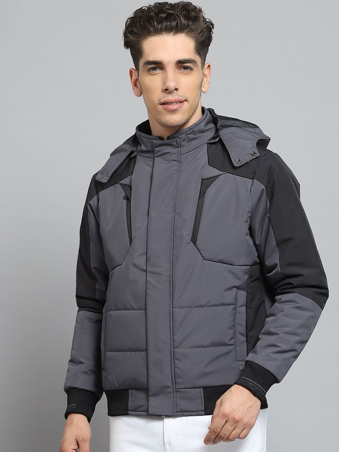 Monte Carlo Men Hooded Colourblocked Casual Lightweight Padded Jacket
