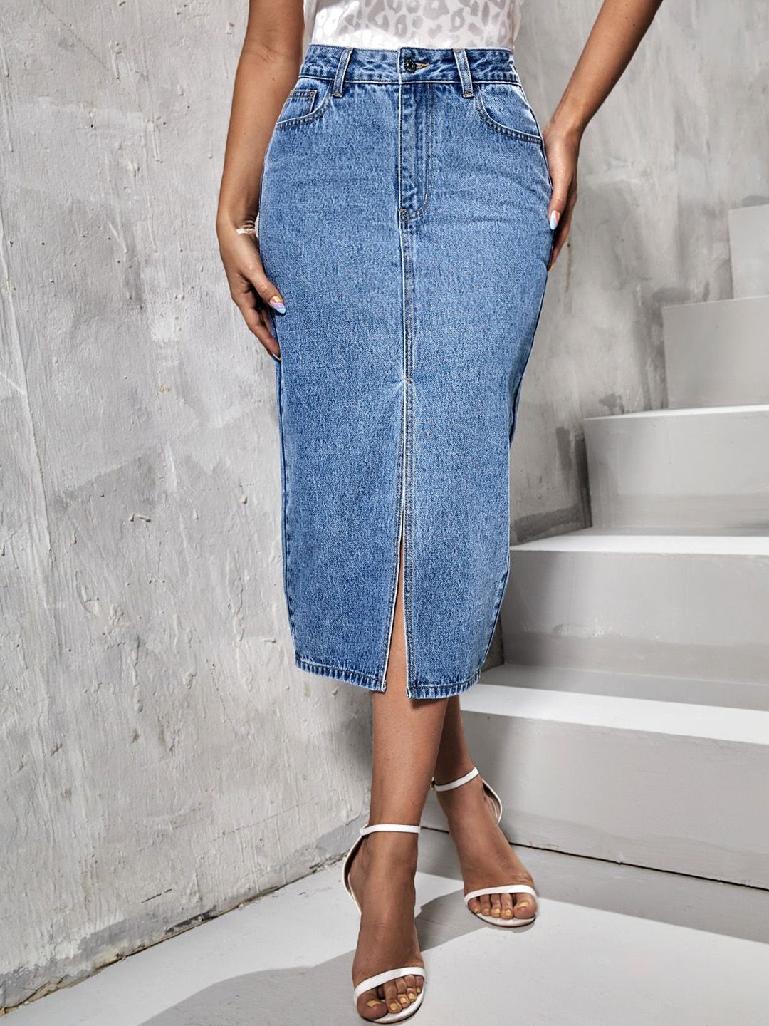 dolsia Denim Pencil Midi Skirts