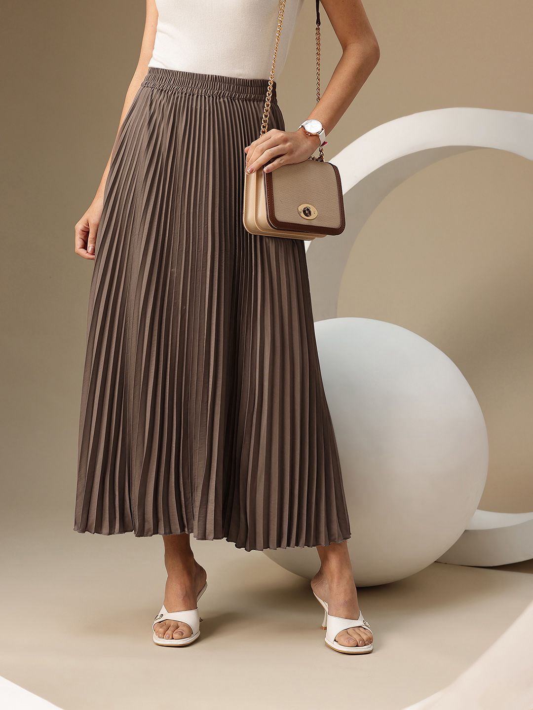 Buy Chemistry Accordion Pleats Maxi Flared Skirt - Skirts for