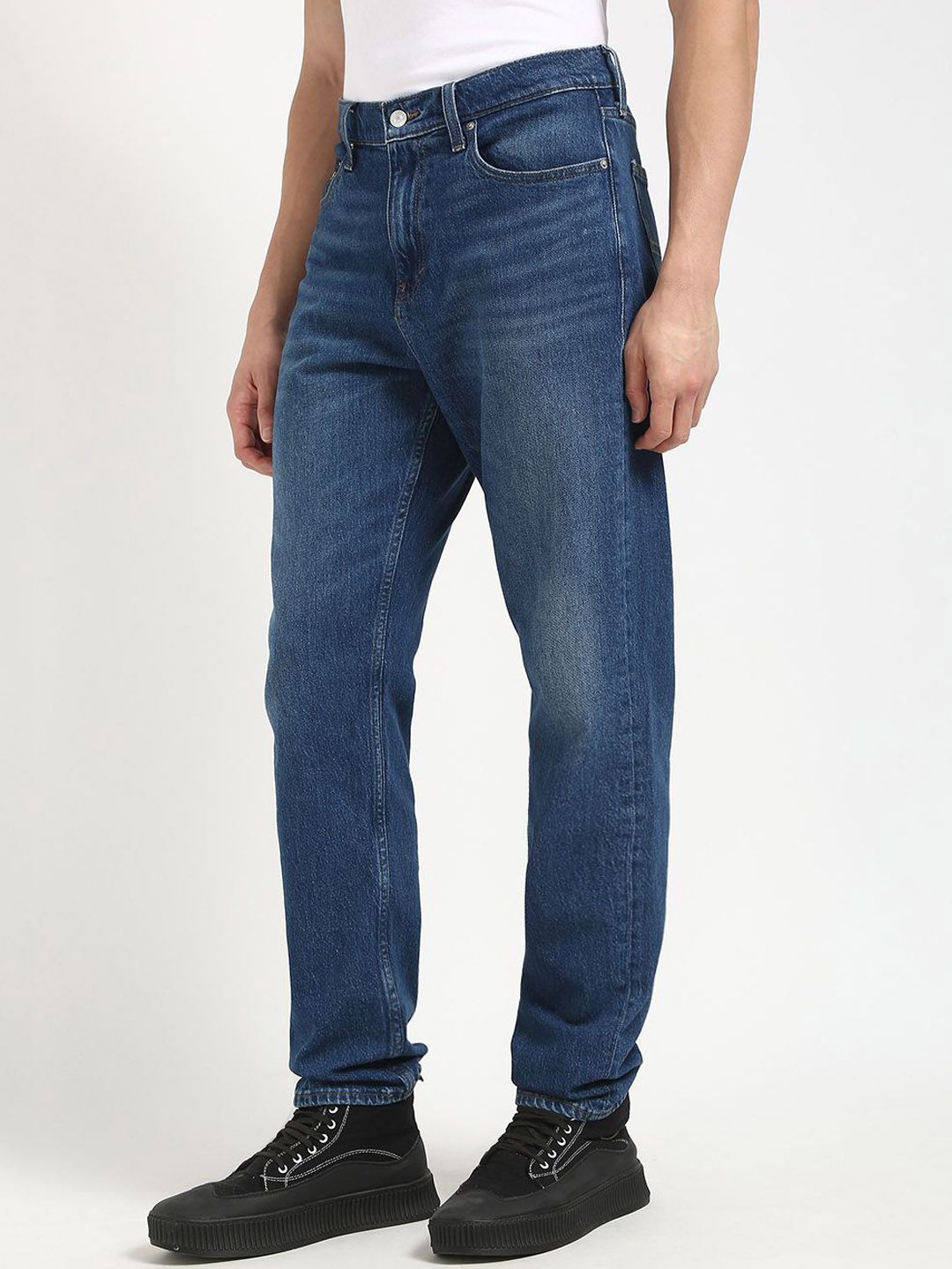 Relaxed Fit Low Distress Light Fade Jeans