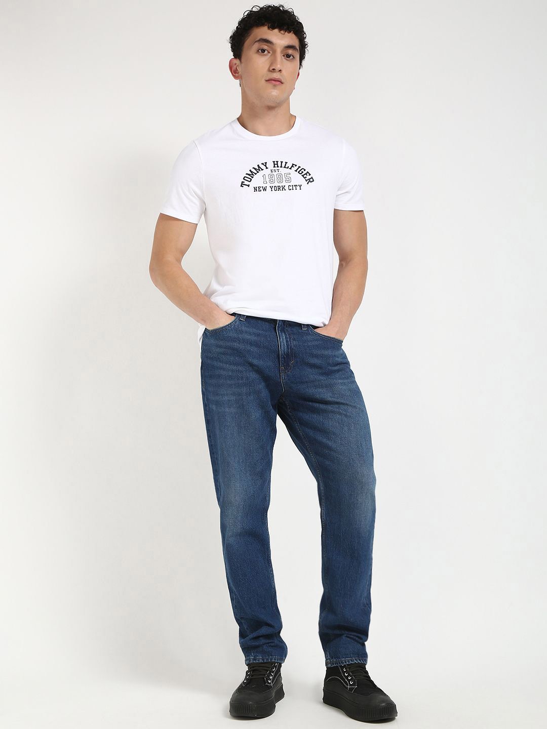 Relaxed Fit Low Distress Light Fade Jeans
