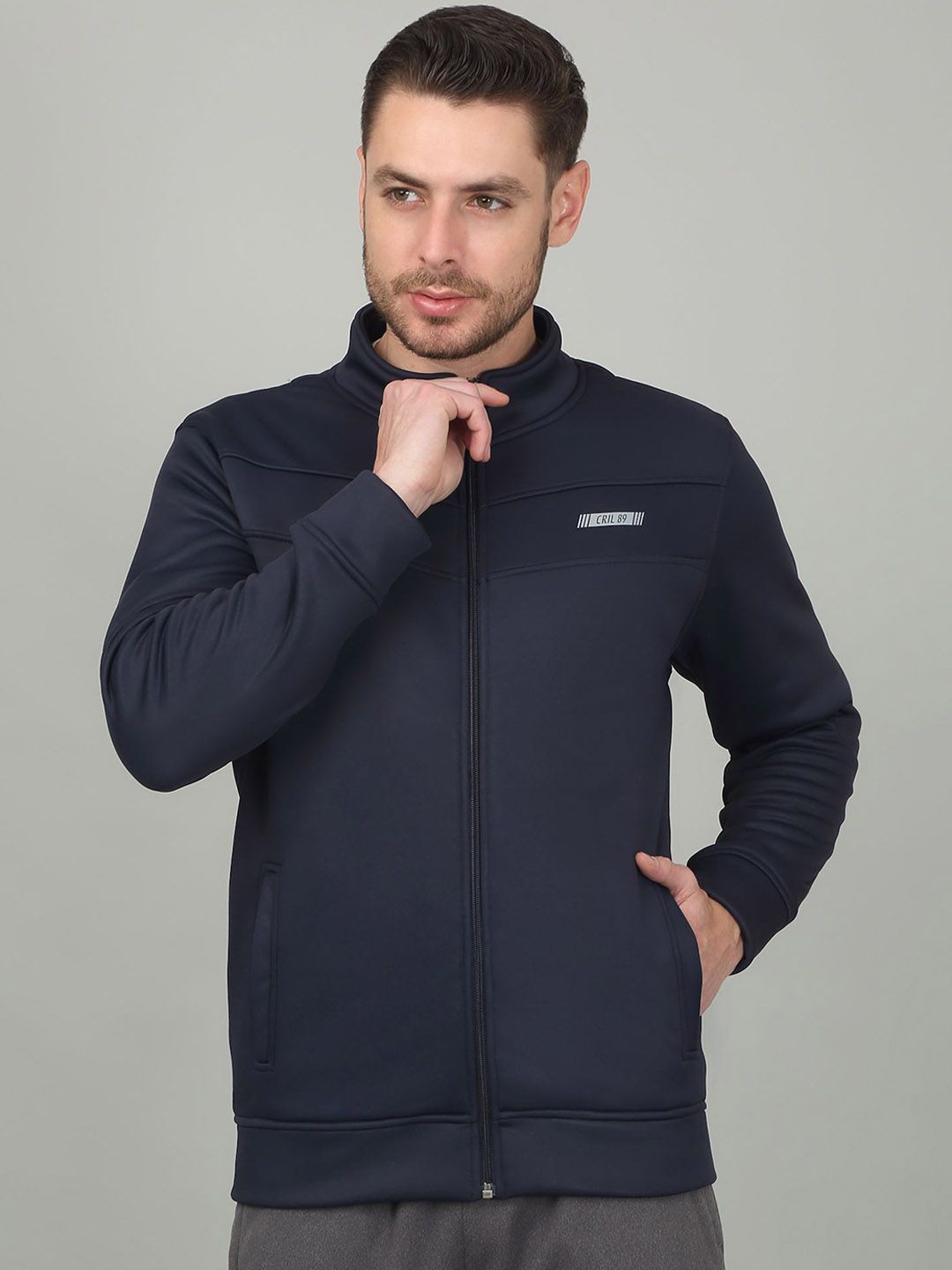 Cantabil Men Open Front Jacket with Patchwork