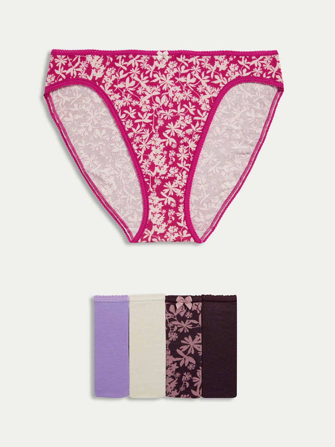 Marks & Spencer  Pack Of 5 Printed High  Rise Basic Briefs T615103XDARK LILAC