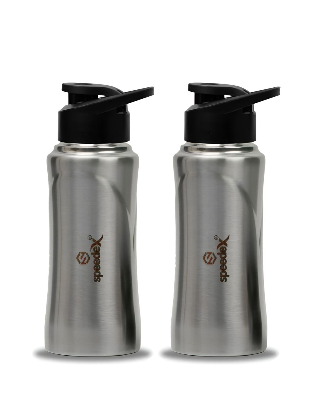 Speedex Silver-Toned & Black 2 Pieces Stainless Steel Water Bottle 500 ml Each