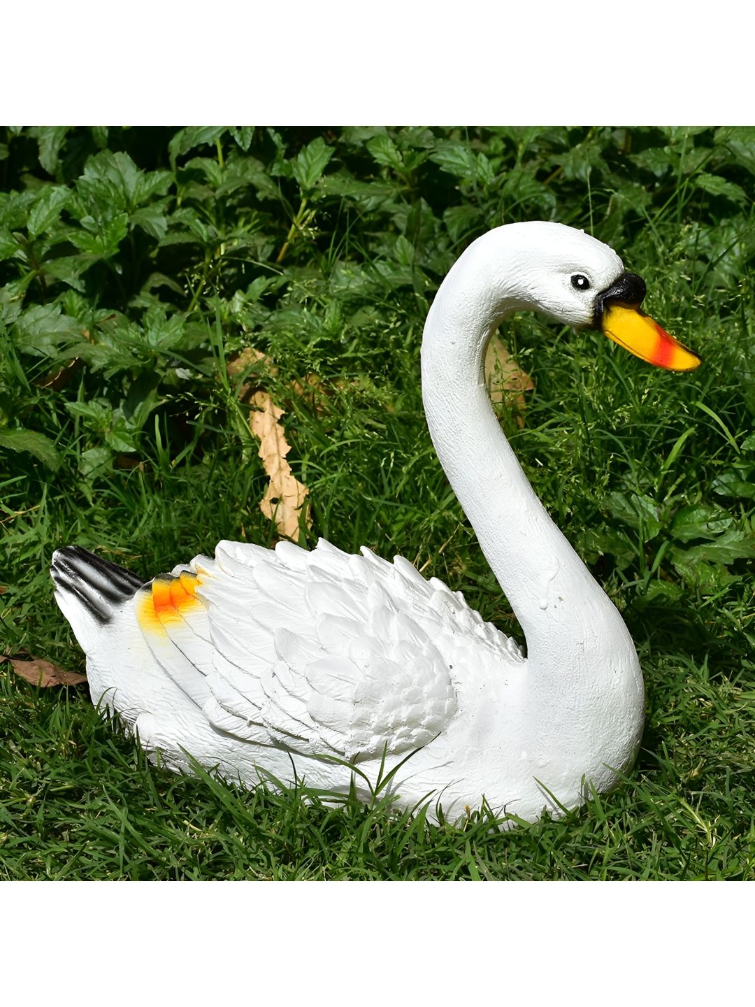 Vikarafty Swan White Polyresin Matte Living Room Medium Showpiece - 11 Inches