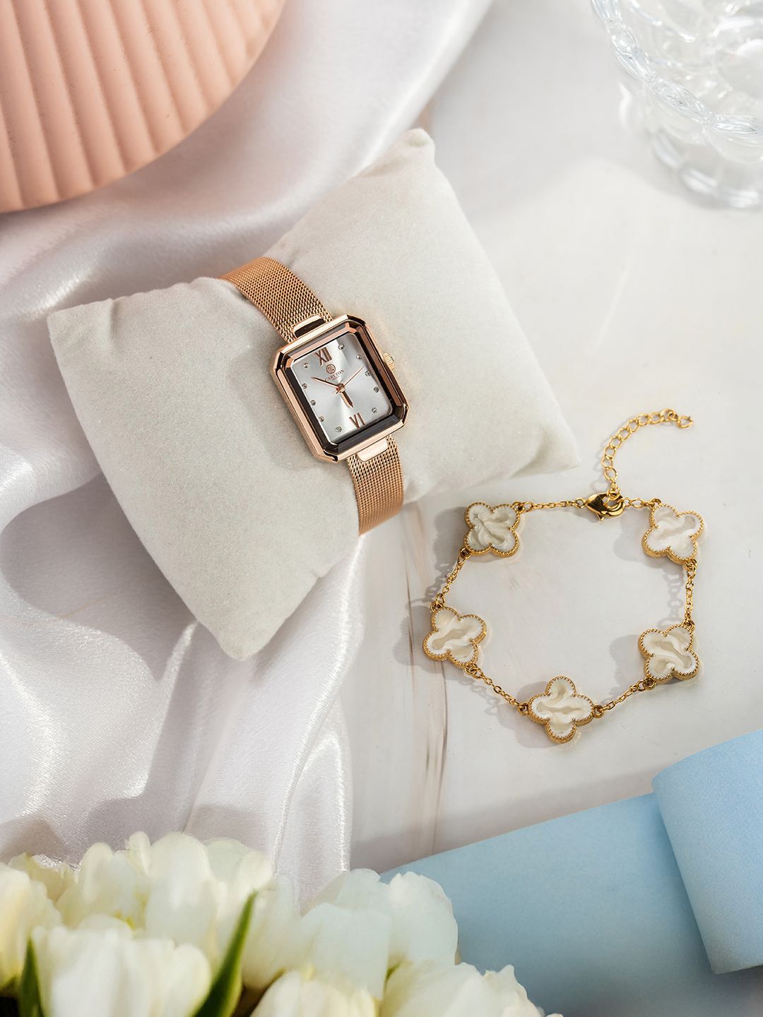 Carlton London Set of 2 Watch with Bracelet Gift Set