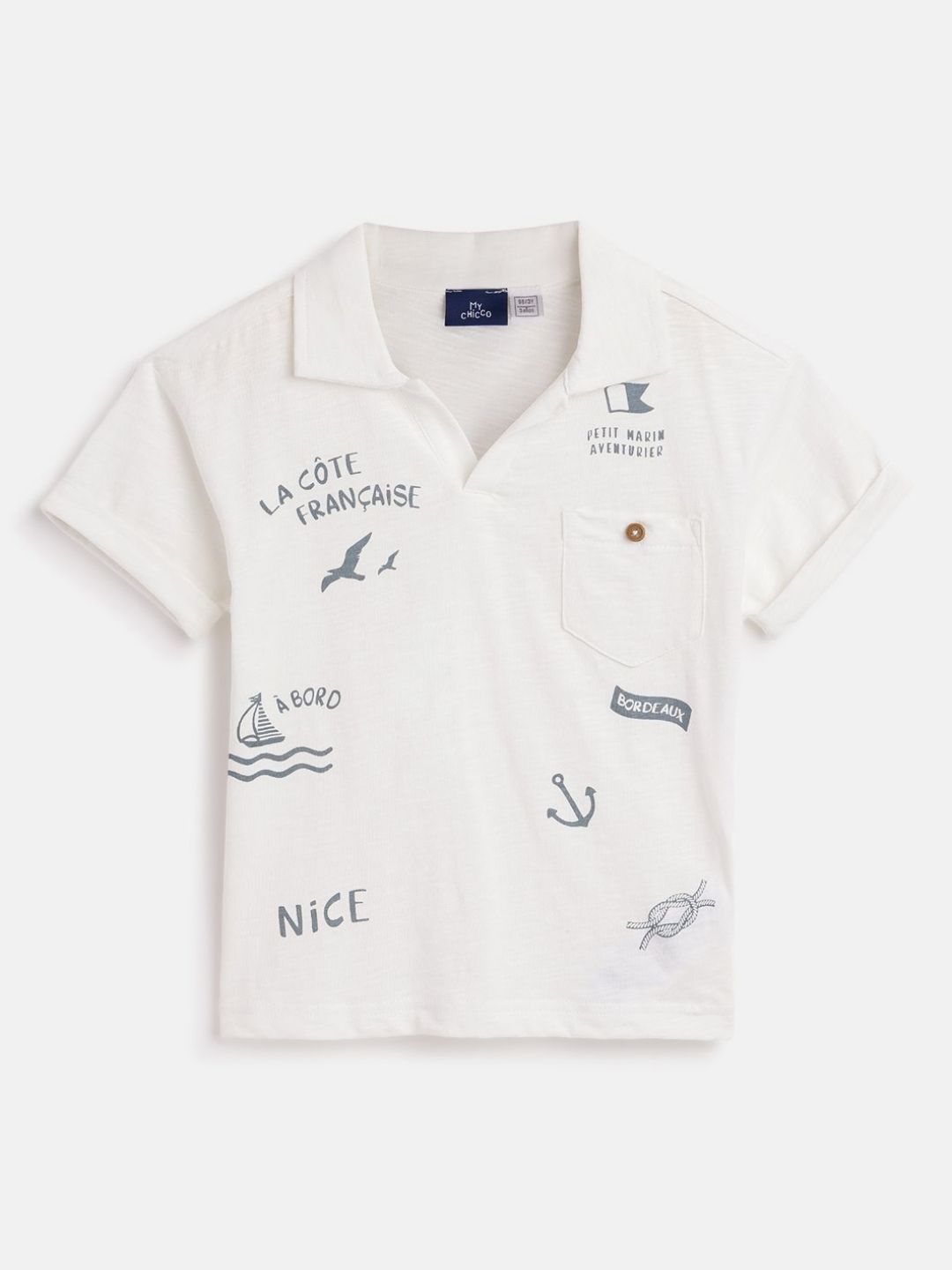 Chicco Boys Typography Printed Polo Collar Cotton T-shirt